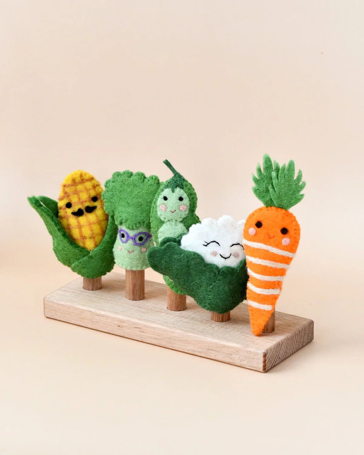 Pre-Order Felt Vegetables, Finger Puppet Set of 5 (Ships in August)