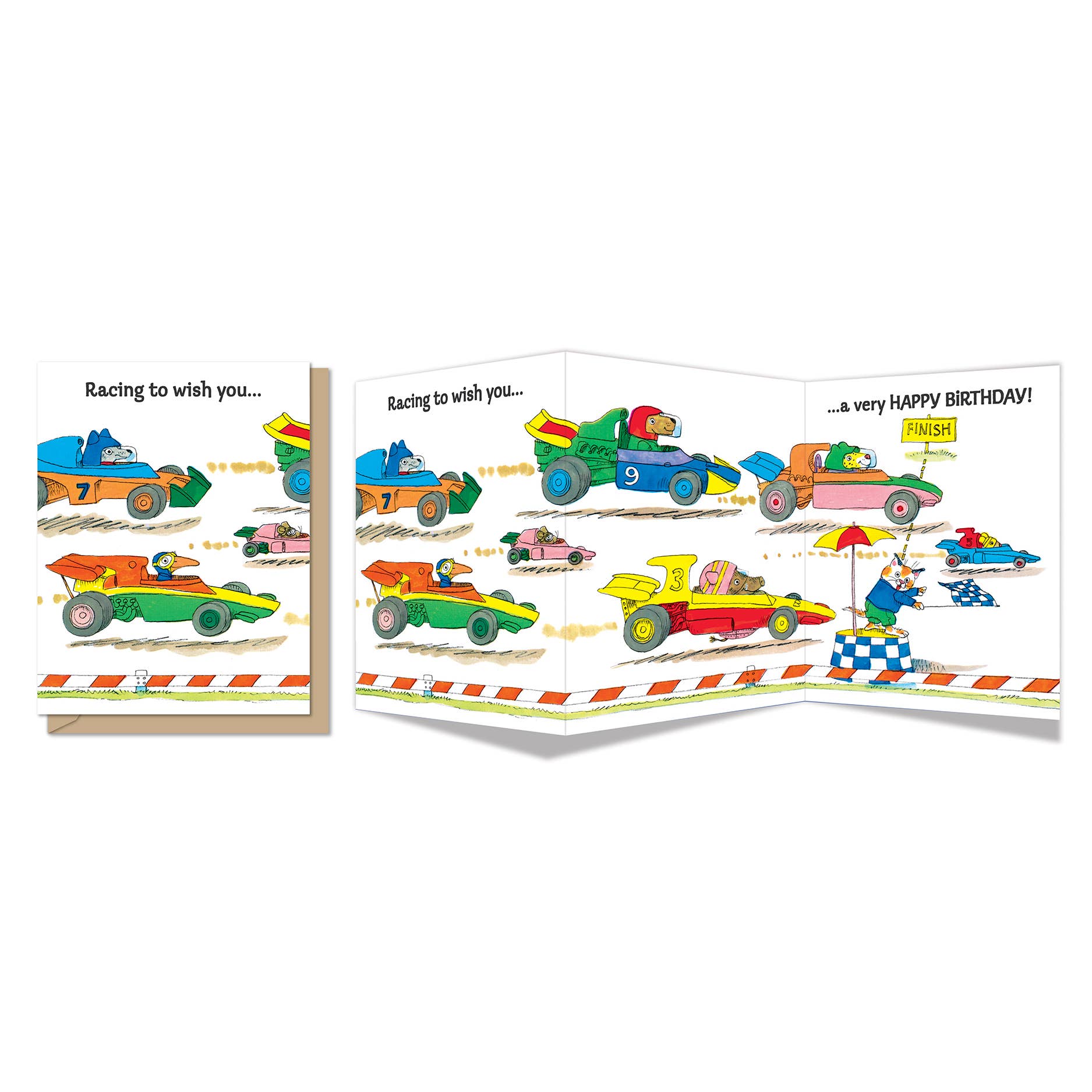 Tri-Fold Birthday Greeting Card | Racing Birthday Party