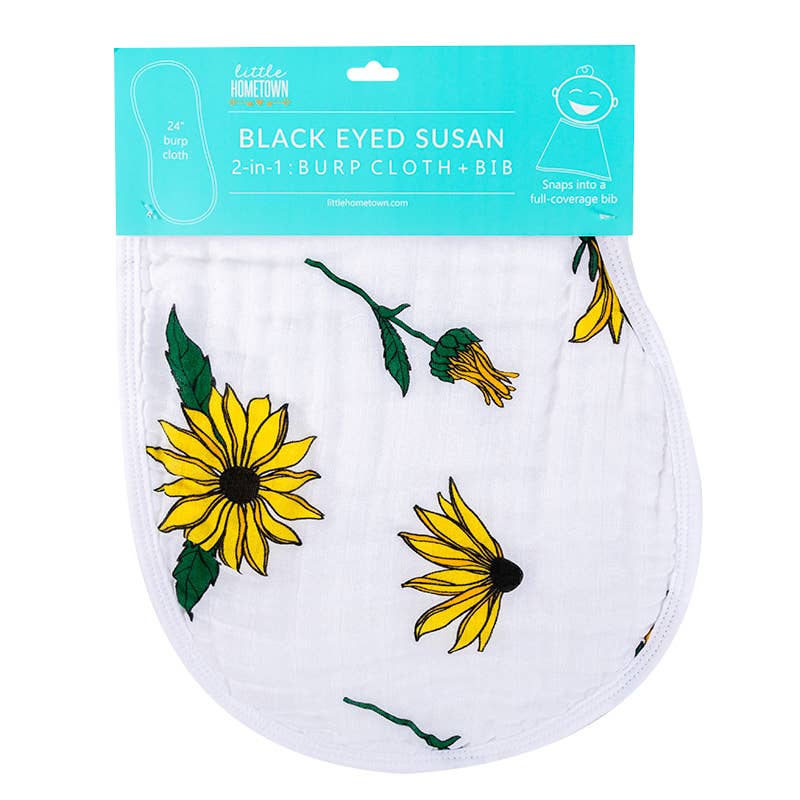 Black Eyed Susan Burp Cloth and Bib Set