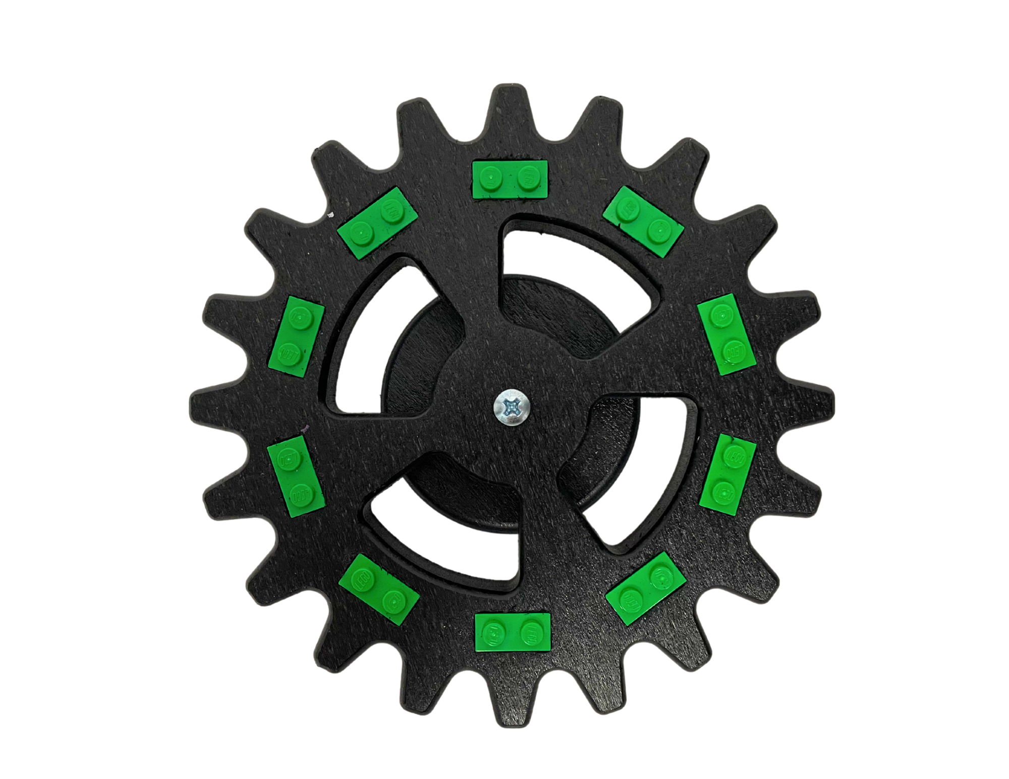 Small Single Gear Display Stand with Blue Bricks