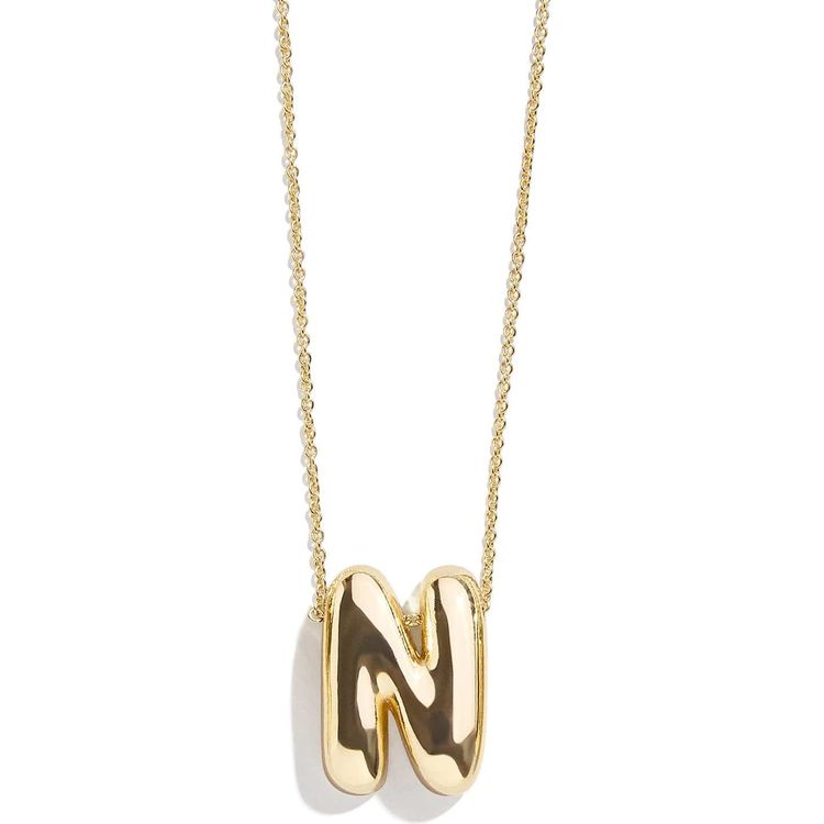 Gold Bubble Initial Necklace - N
