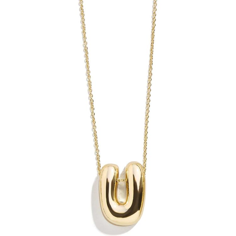 Gold Bubble Initial Necklace - U