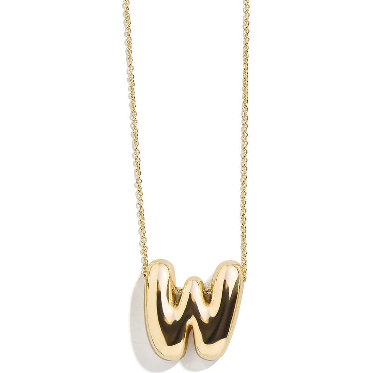 Gold Bubble Initial Necklace - W