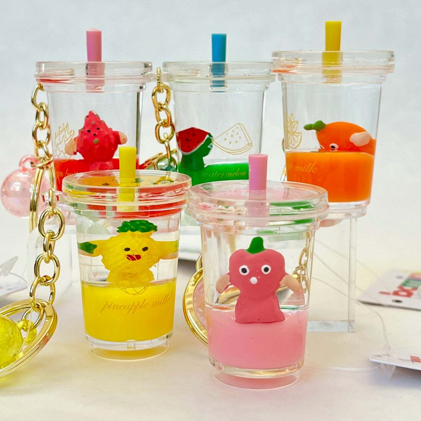 Floaty Keychain - Icy Fruit Boba Tea (Single Keychain)