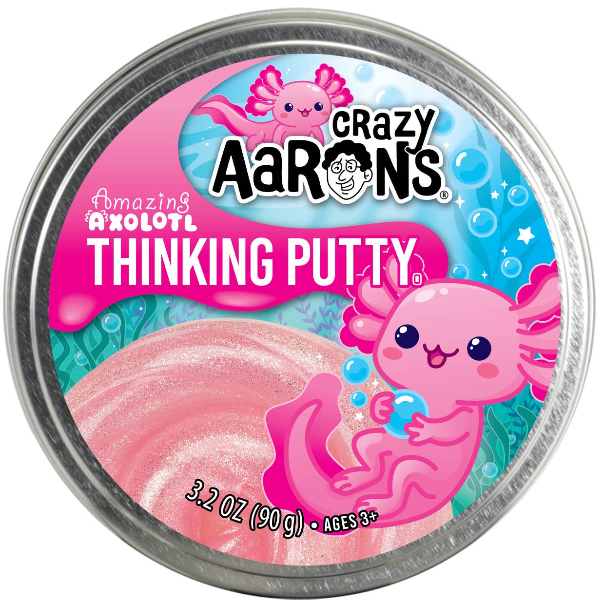 Crazy Aaron's Thinking Putty 4" Tin- Amazing Axolotl