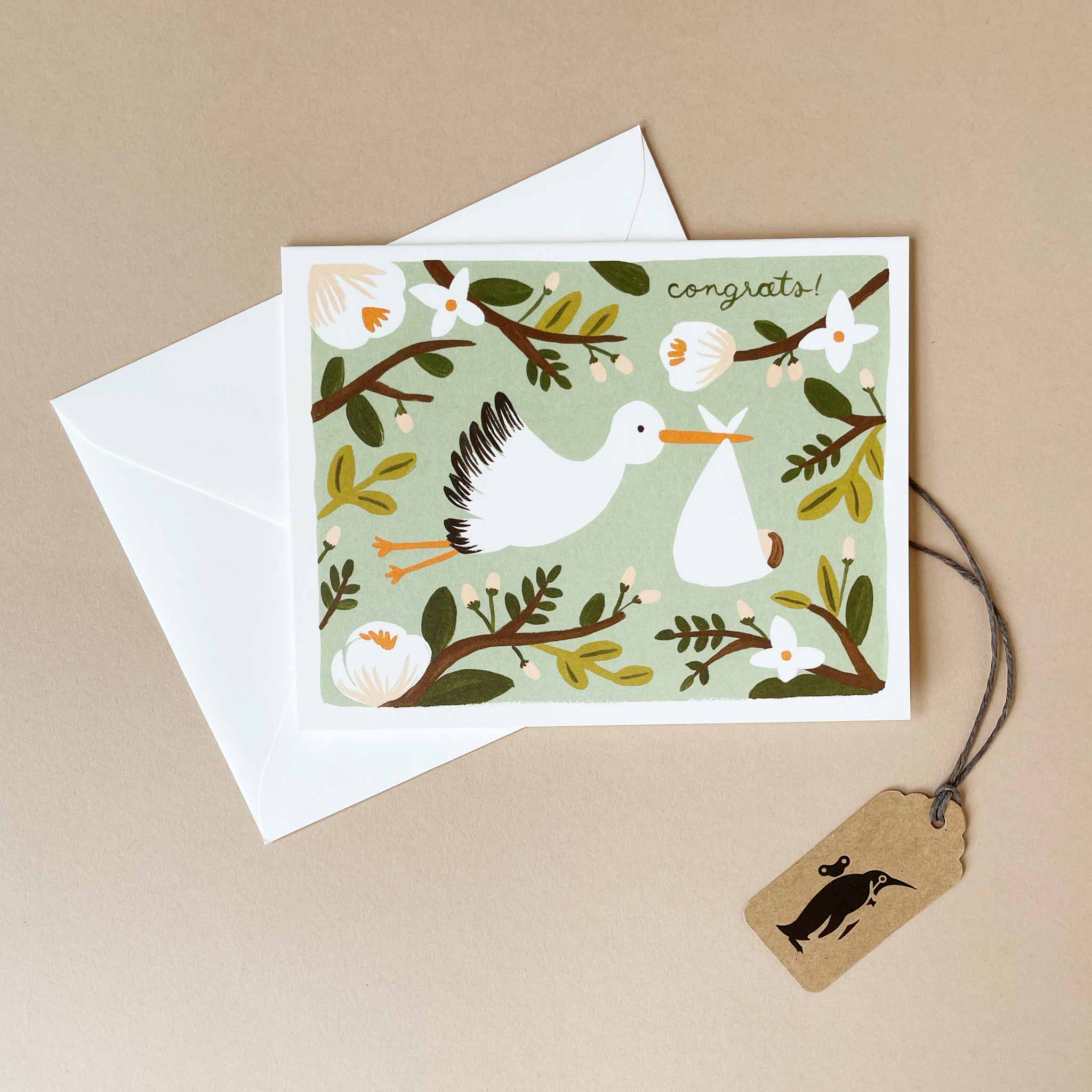 Congrats Stork Greeting Card