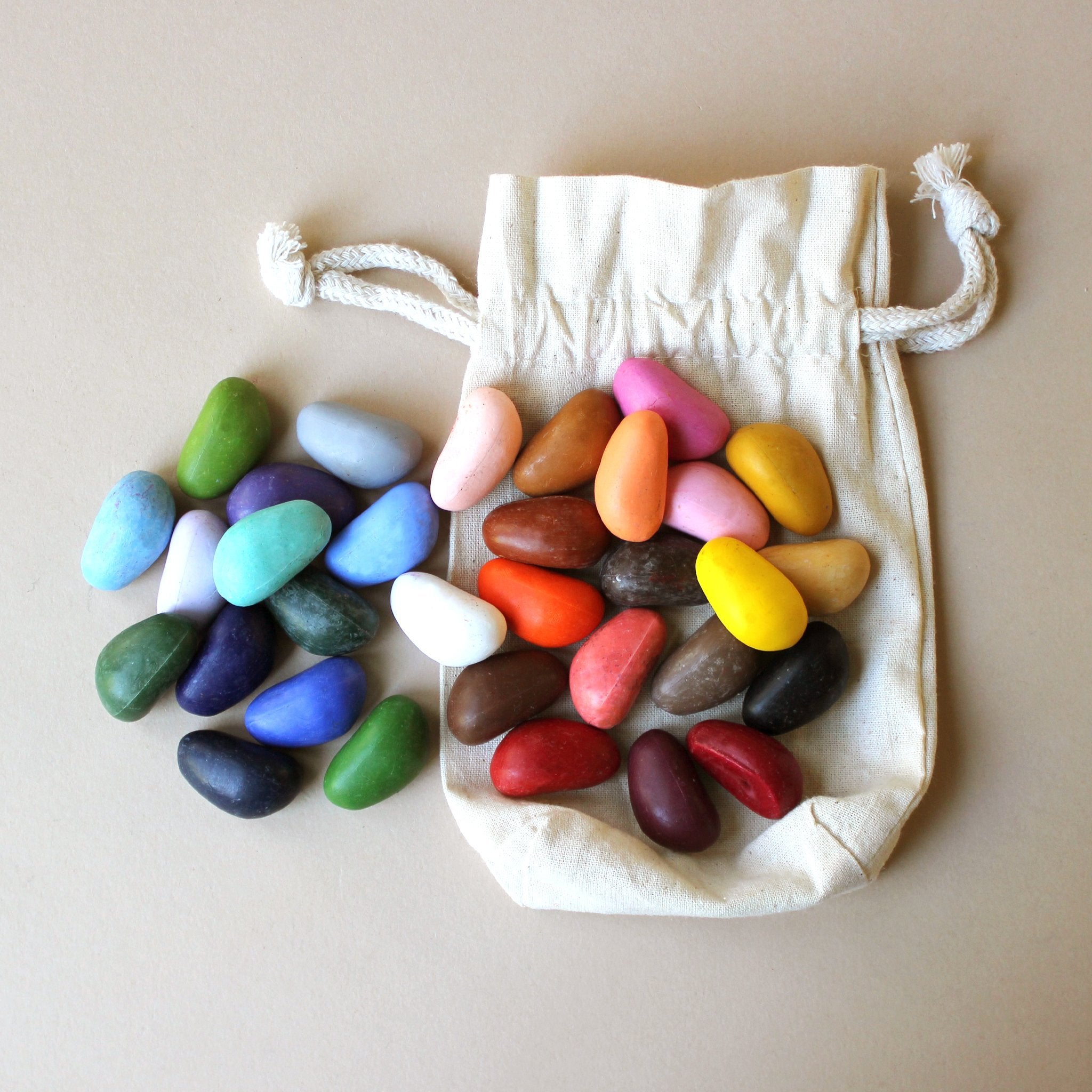 Natural Wax Crayon Rocks | 32 Colors in Muslin Bag