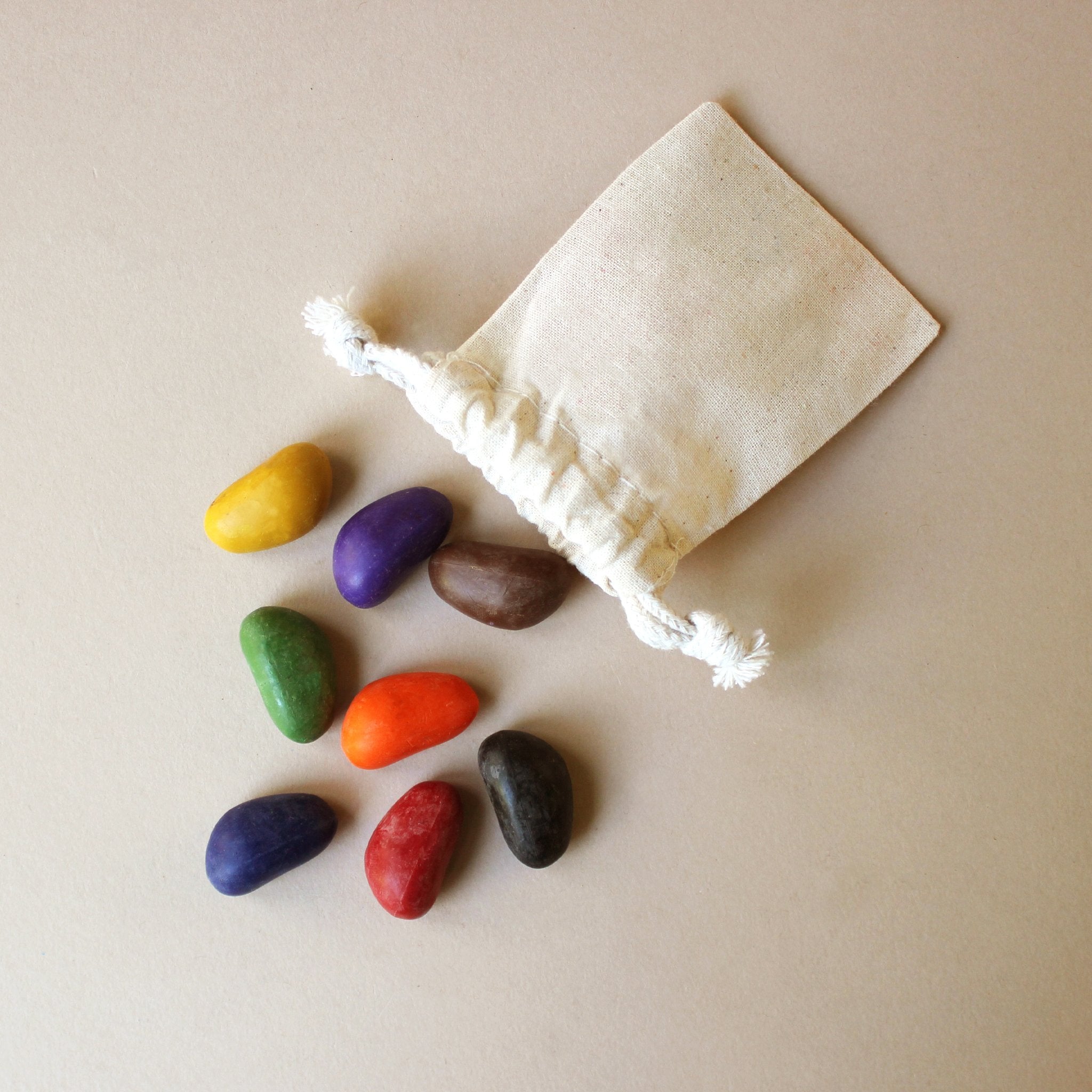 Natural Wax Crayon Rocks | 8 Colors in Muslin Bag