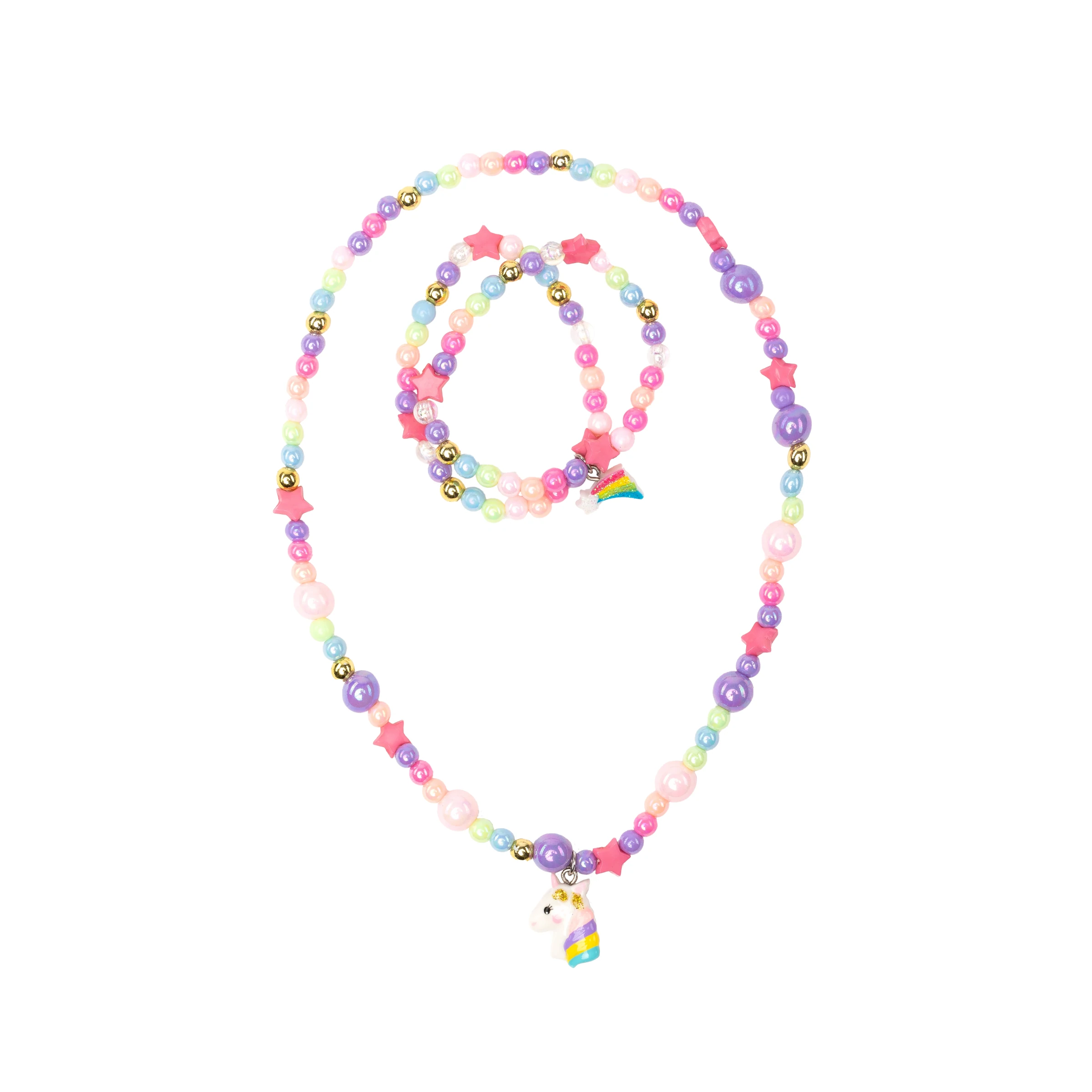 Cheerful Starry Unicorn Necklace & Bracelet Set