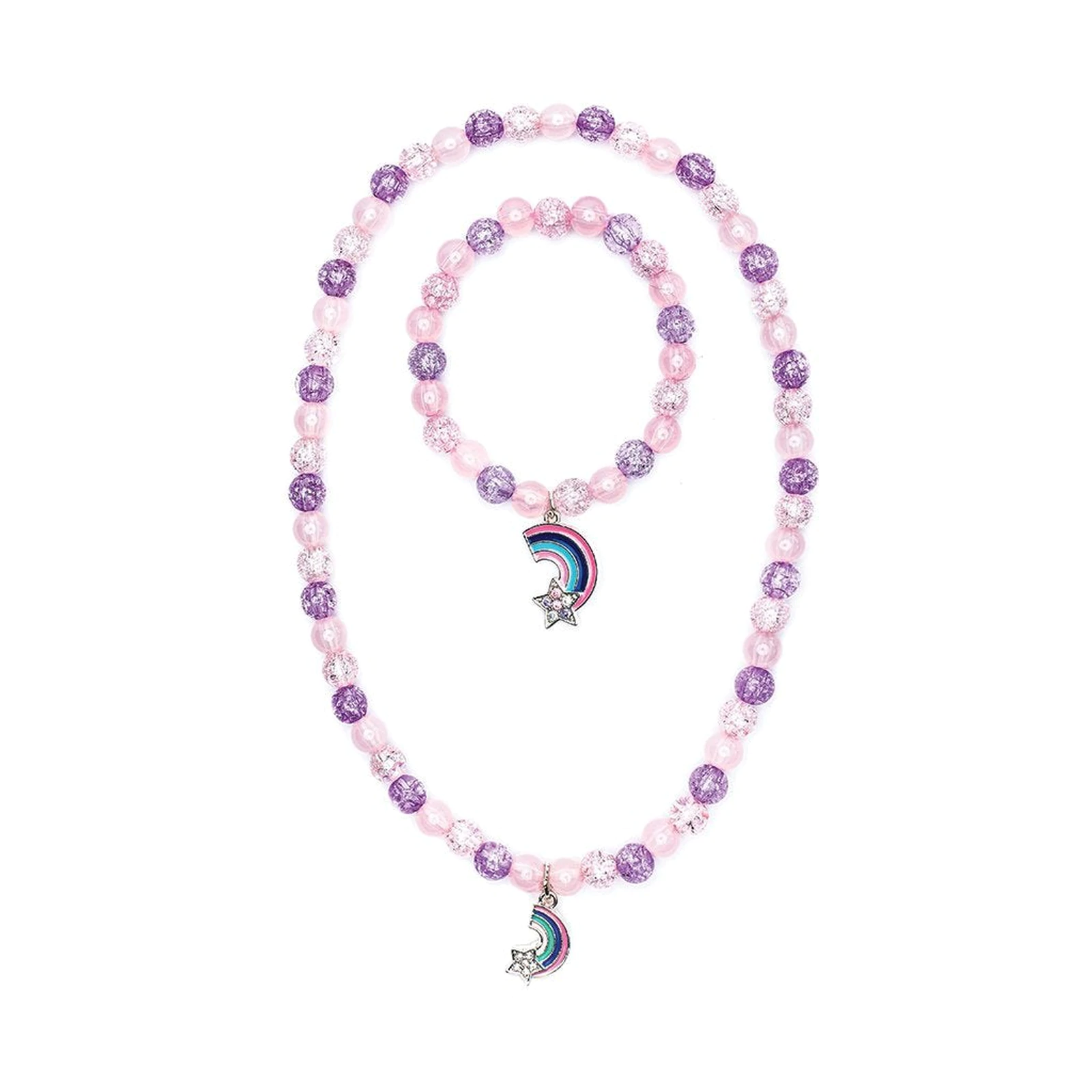 Purple Rainbow Necklace and Bracelet Set