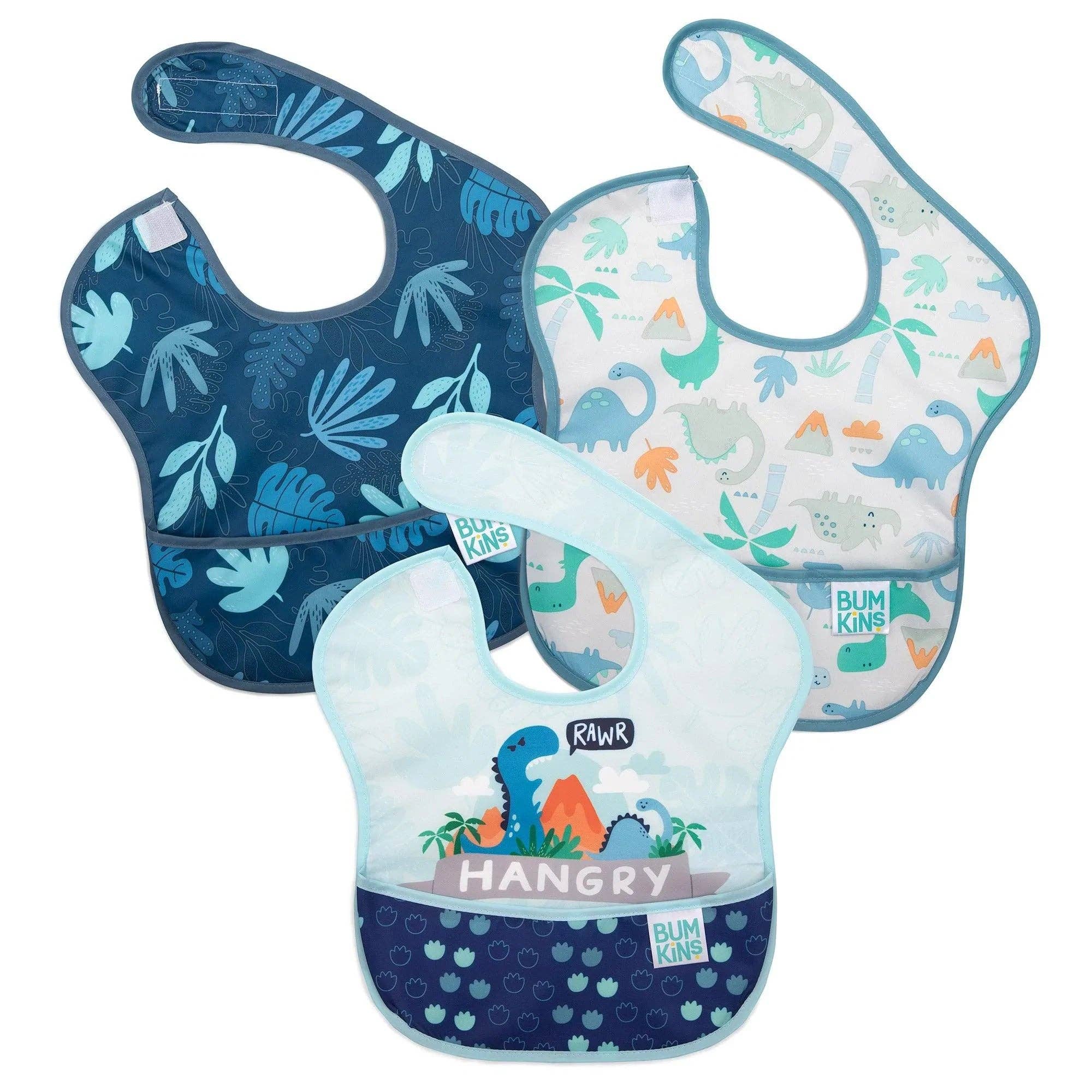 SuperBib® 3 Pack: Hangry, Dinosaurs, Blue Tropic