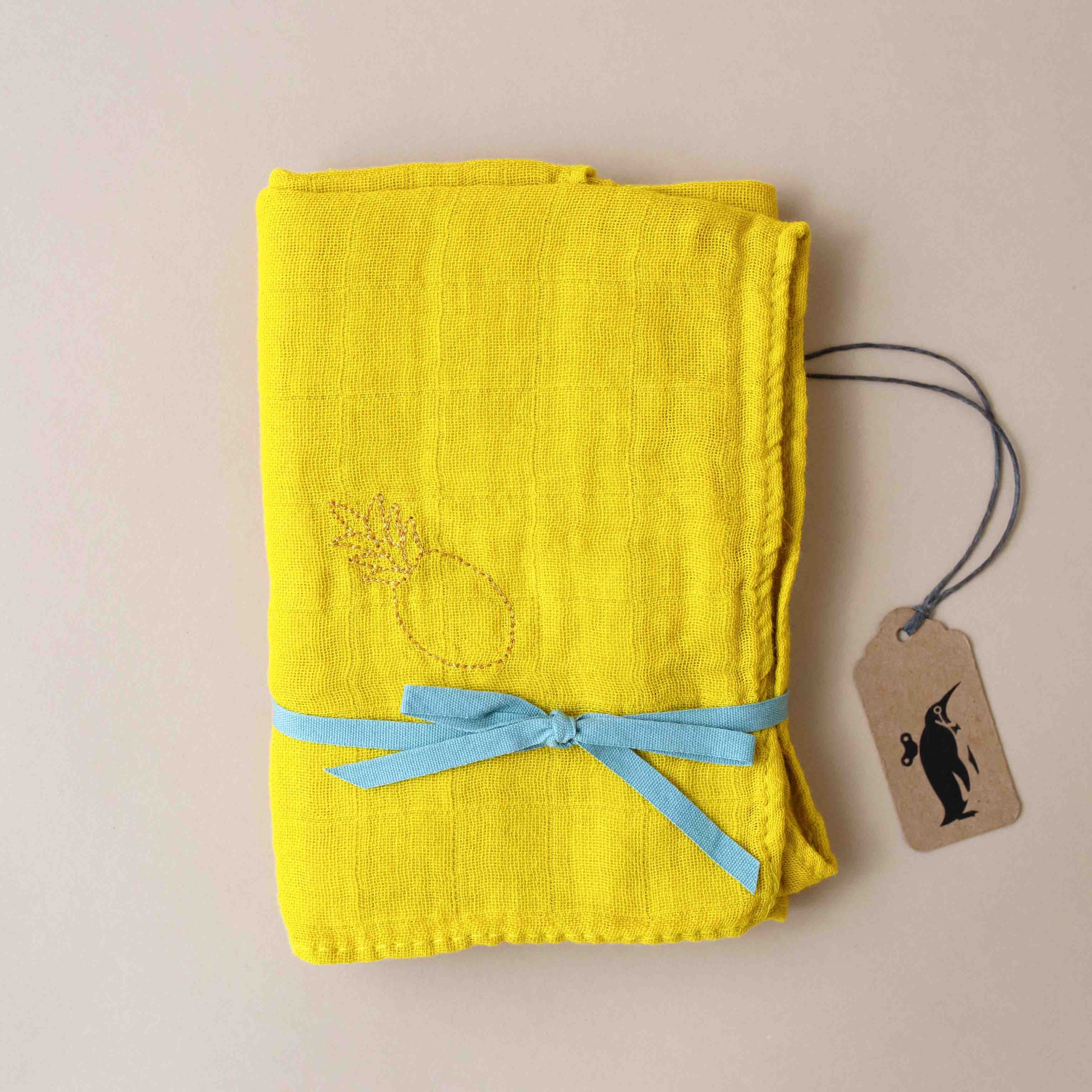 Embroidered Cotton Muslin Square | Moutarde