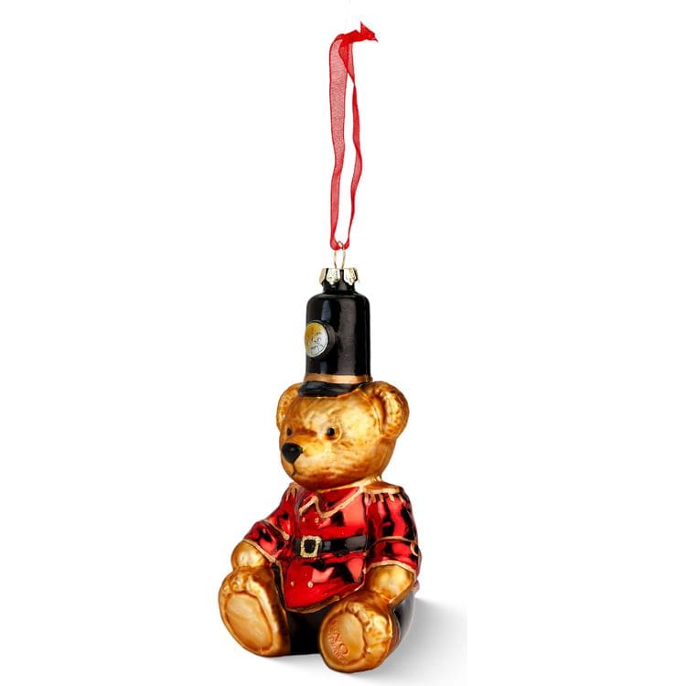 Soldier Bear Glass Ornament