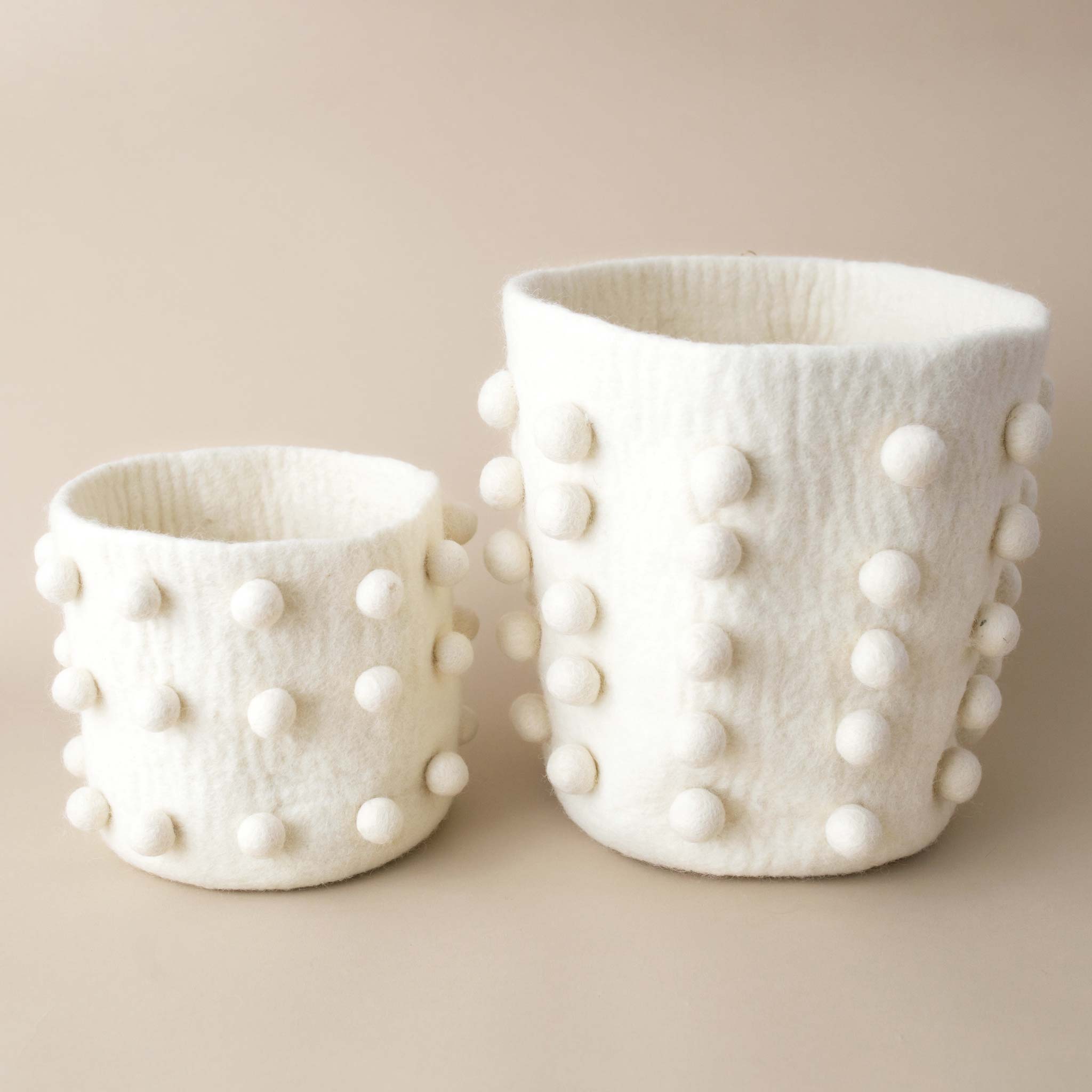 Felt Pom Bucket | White