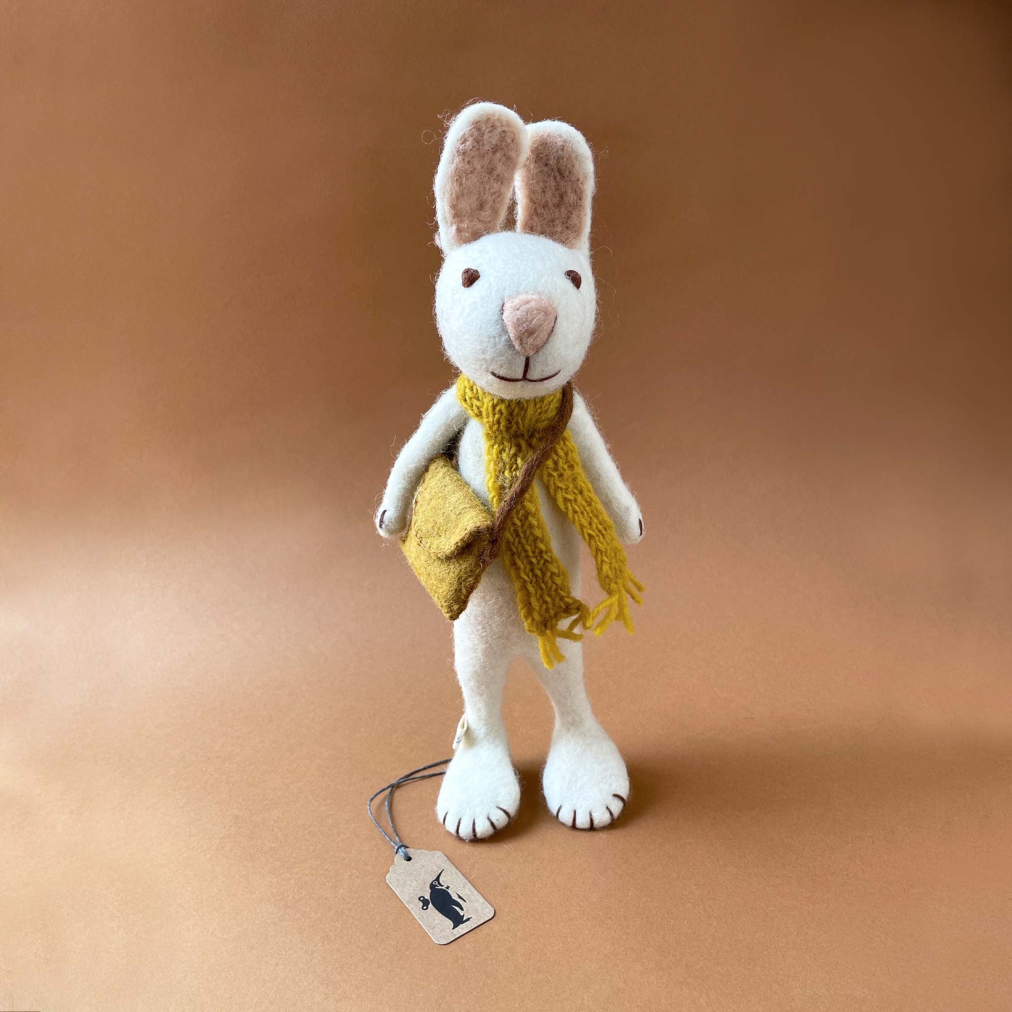 Felted White Rabbit | Ochre Scarf & Bag