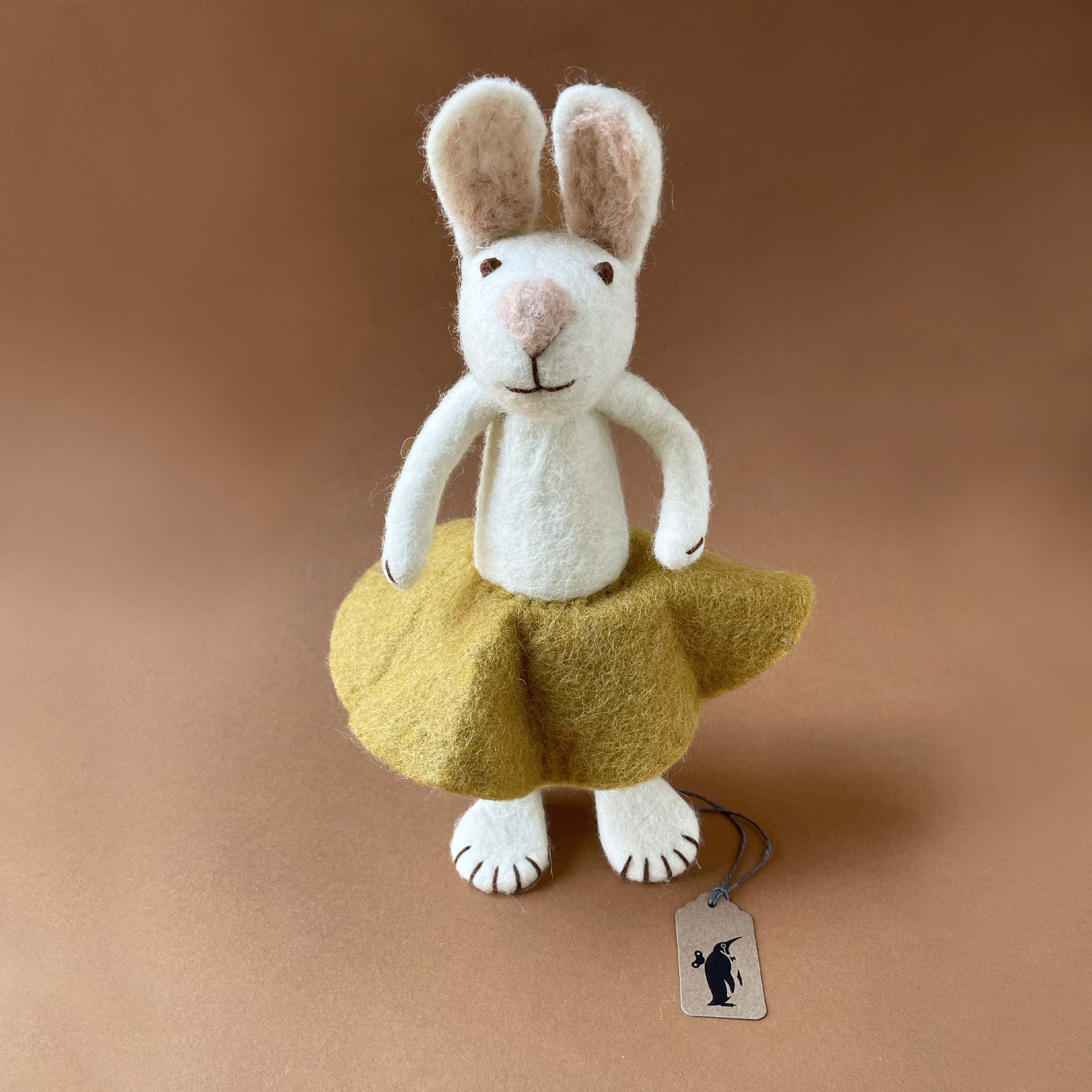 Felted White Rabbit | Ochre Skirt