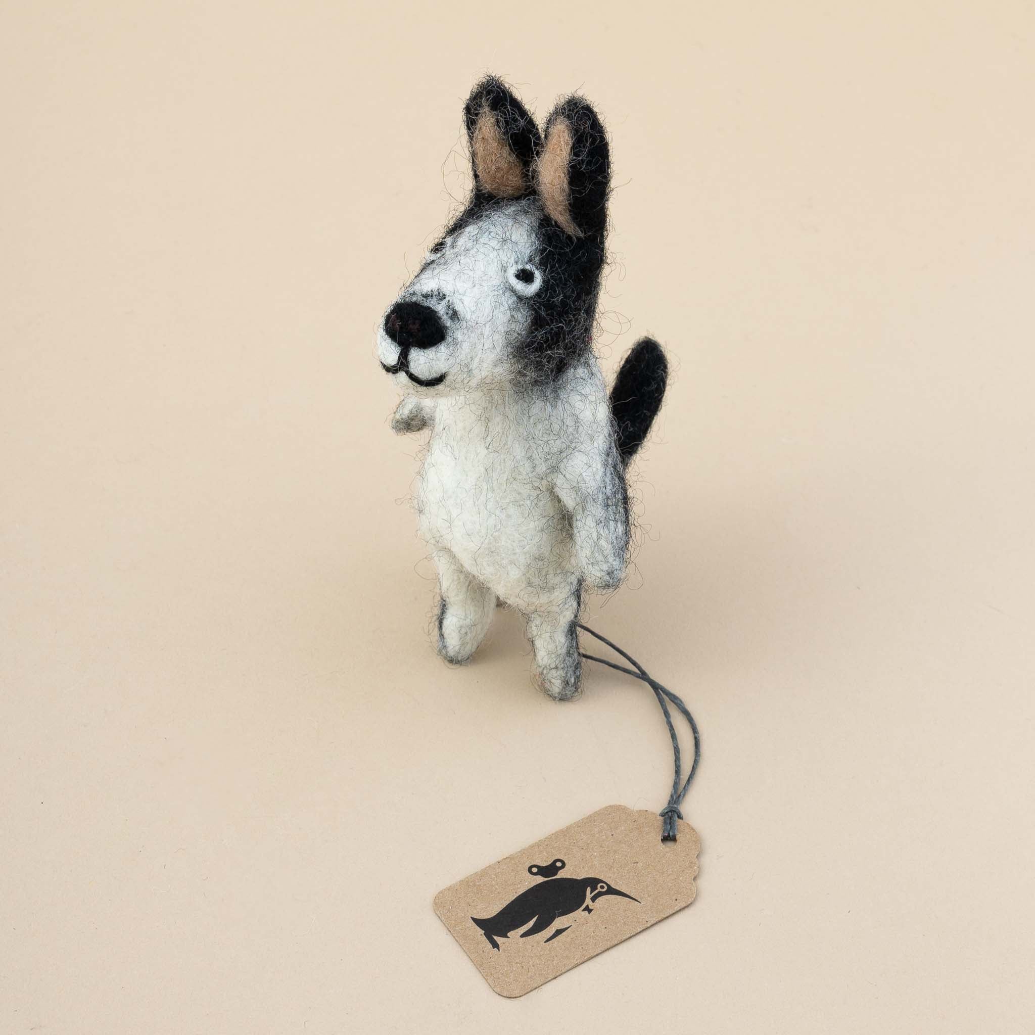 Felted Finger Puppet | Black & White Dog