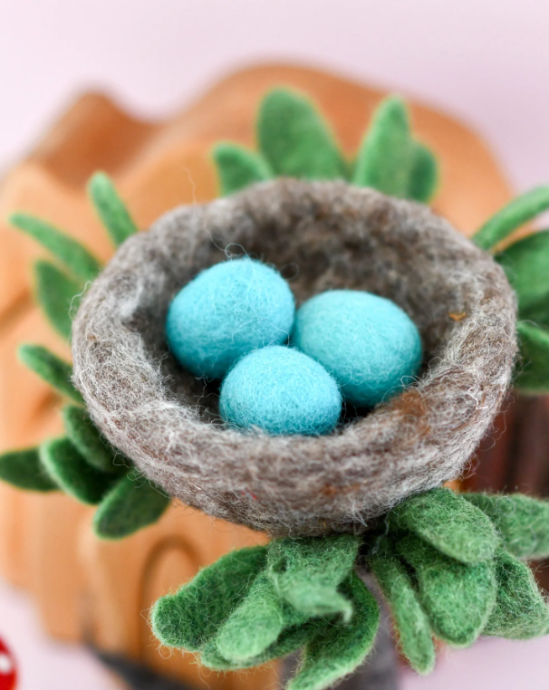 Pre-Order Felt Nest with 3 Blue Robin Eggs (Ships in August)