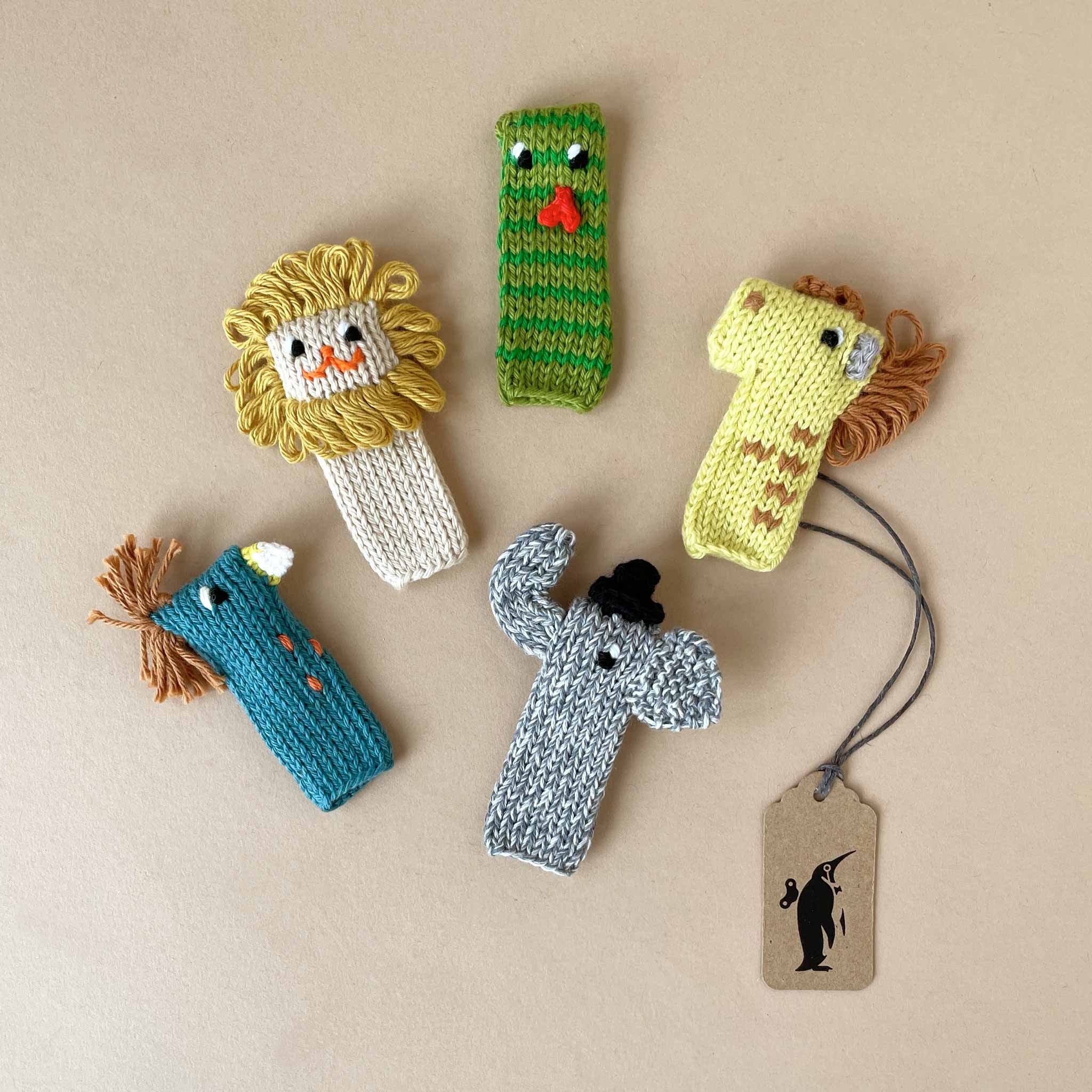 Hand-Knit Finger Puppet Set | Safari