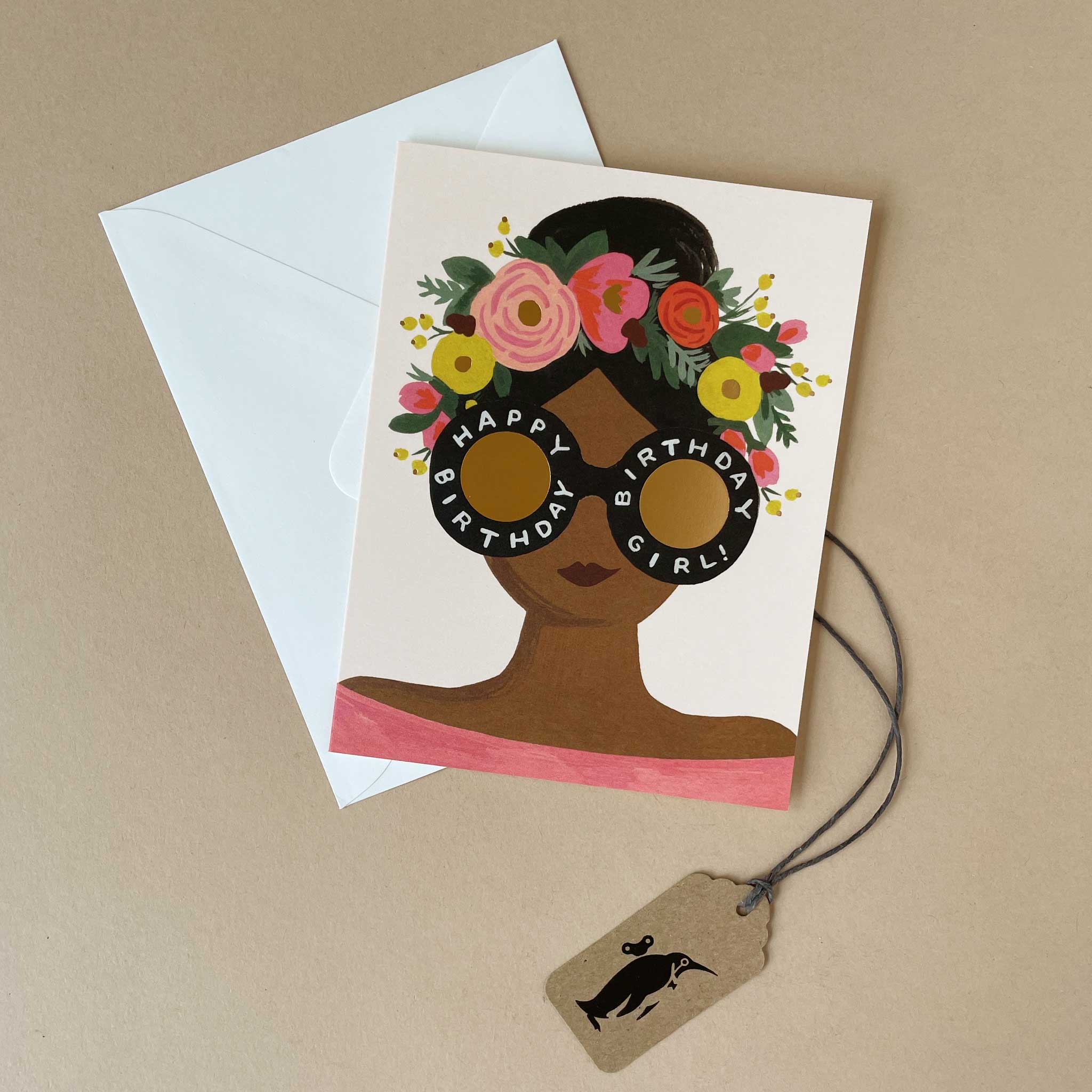 Flower Crown Birthday Girl Greeting Card