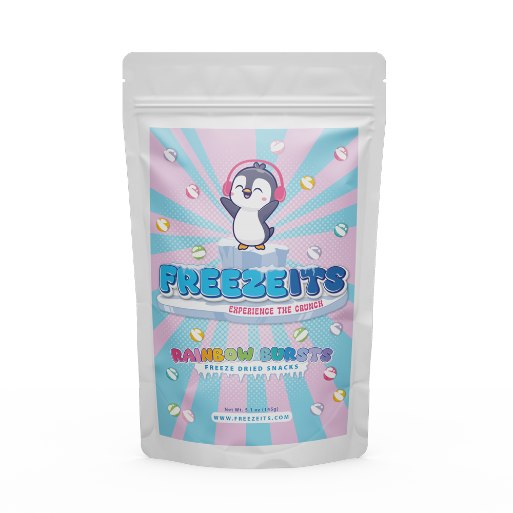FREEZEITS Freeze Dried Candy - Rainbow Bursts Crunchy Snacks - Resealable Packaging - 5.1oz.