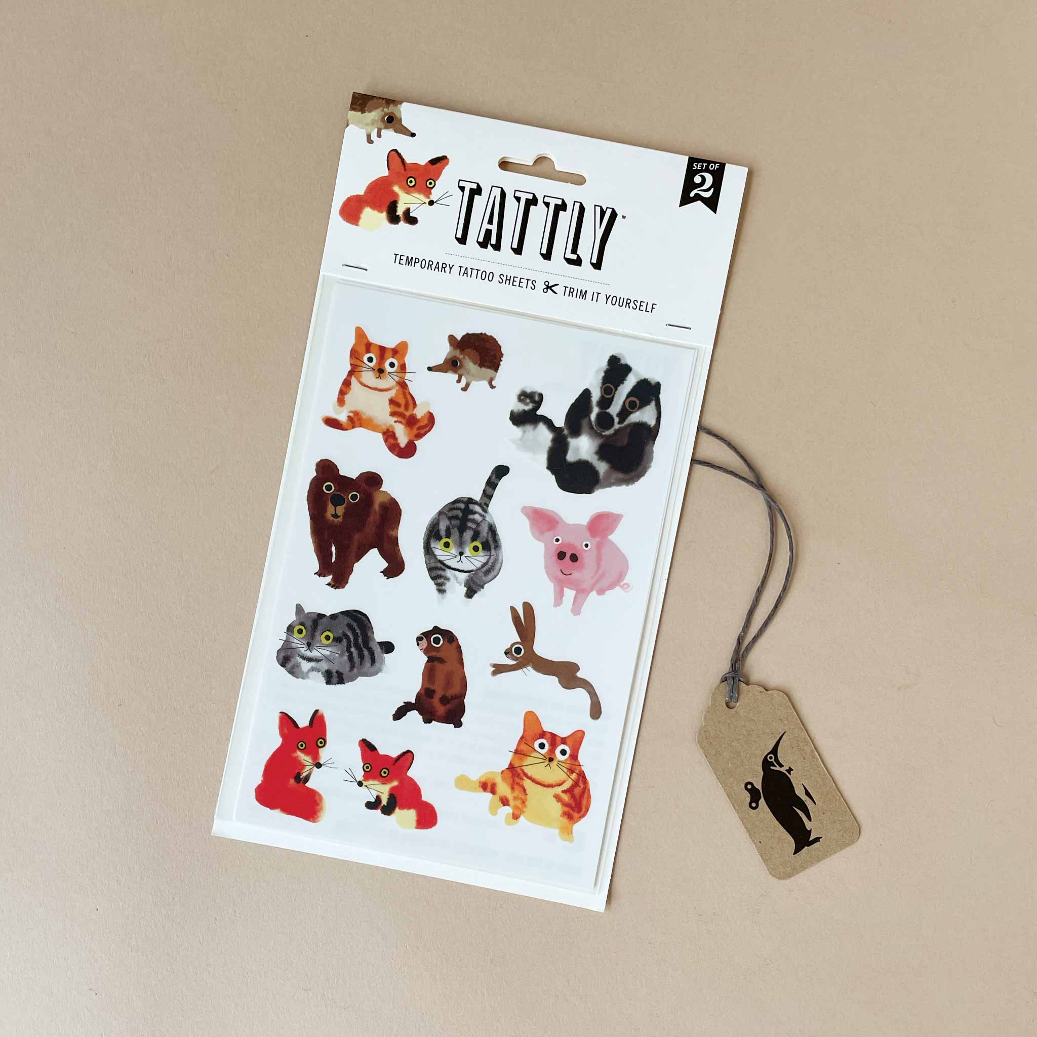 Furry Friends Temporary Tattoo Sheet