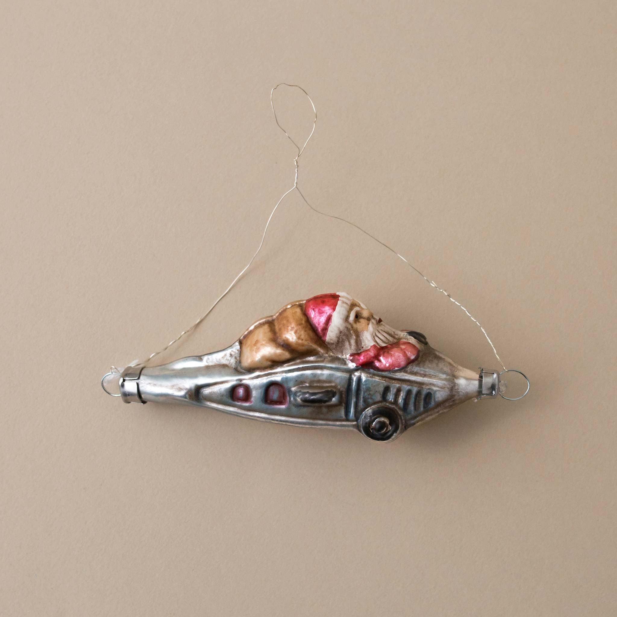 German Glass Ornament | Santa's Plane