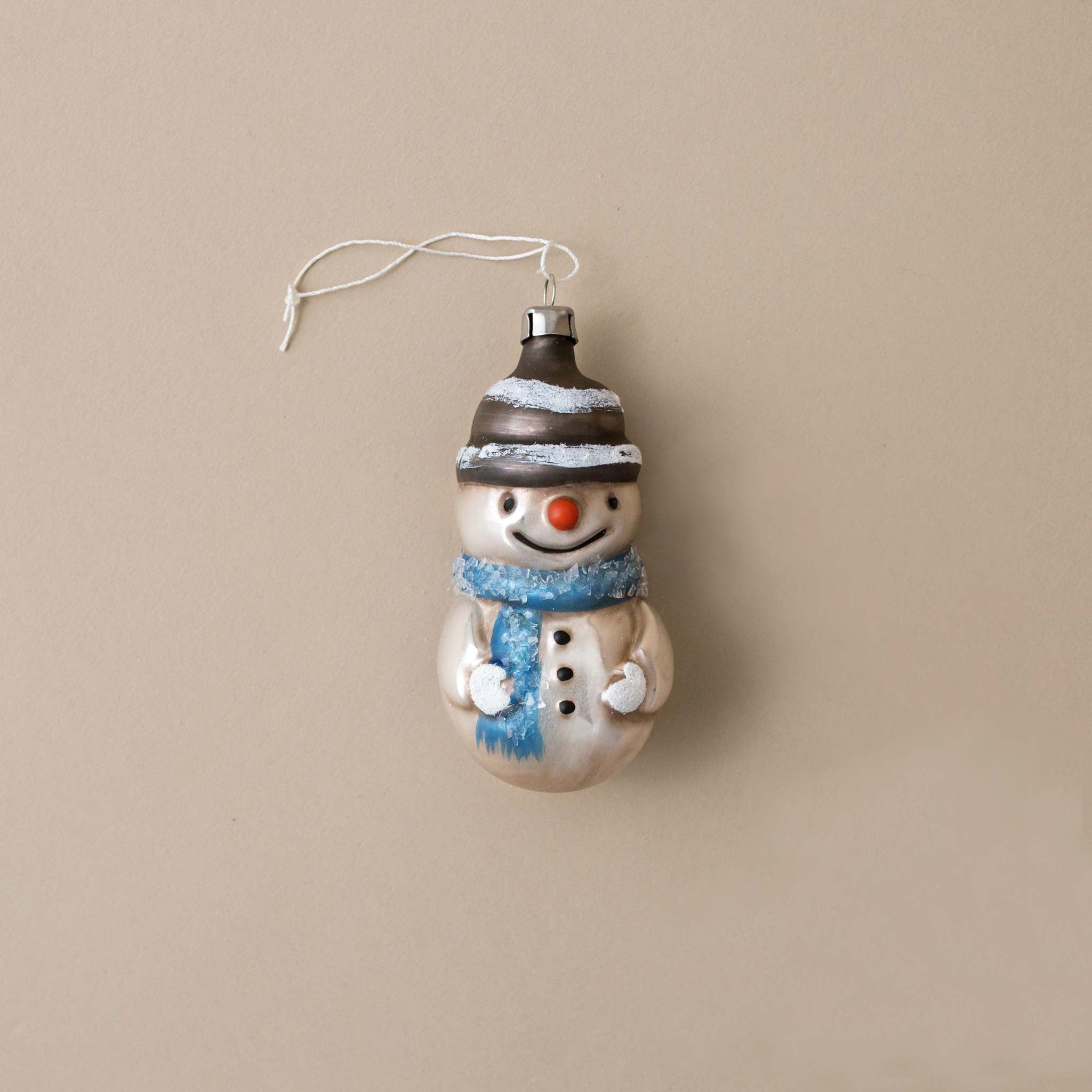 German Glass Ornament | Snowman with Scarf