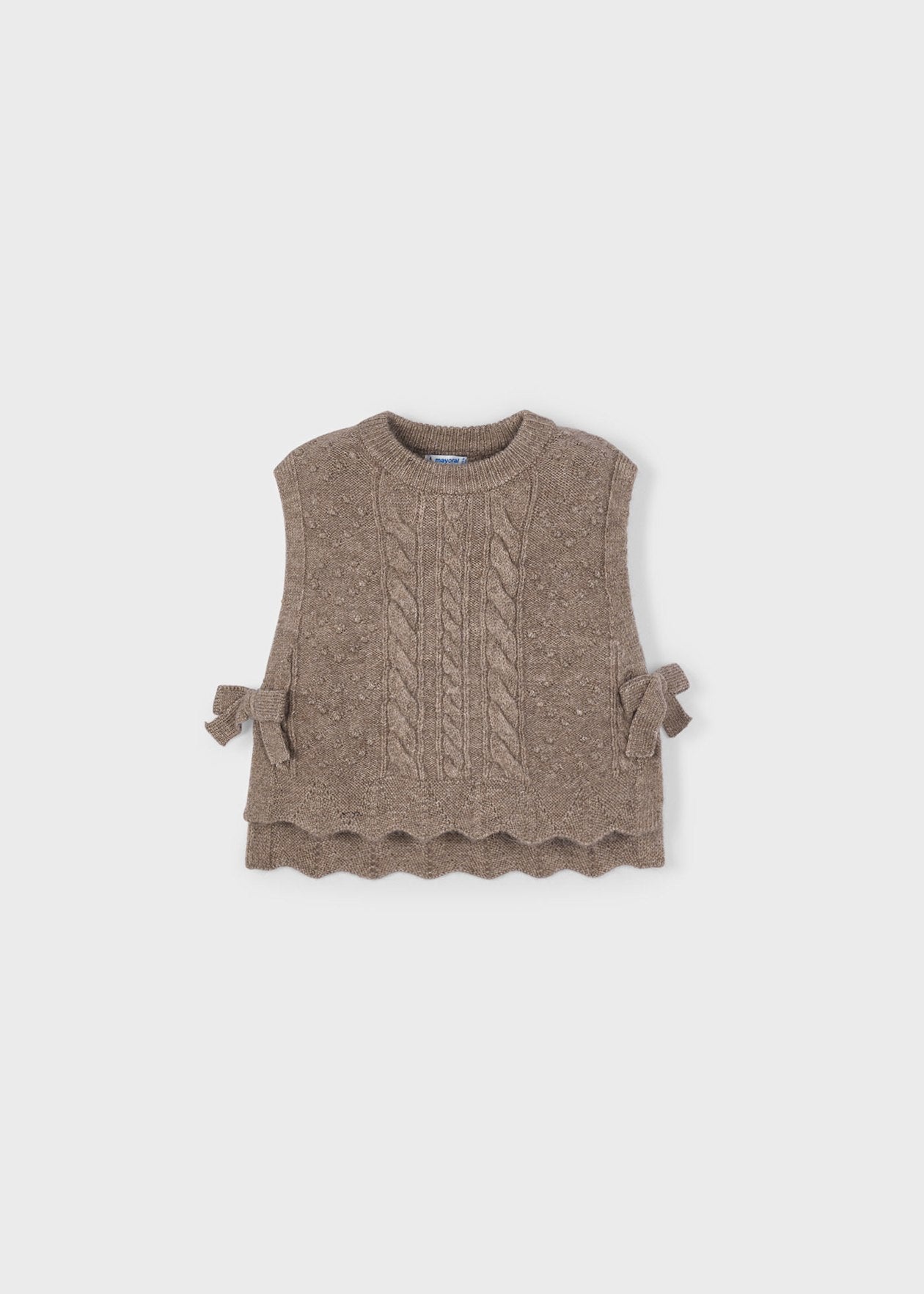 Mayoral Girls Sleeveless Cropped Sweater Vest With Side Bows