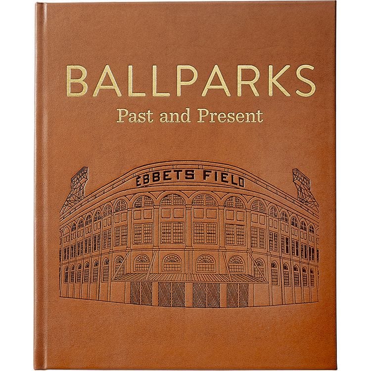 "Ballparks Past and Present" Book in Tan Bonded Leather