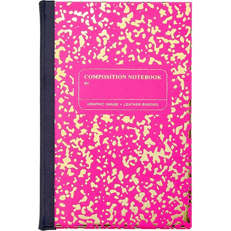 Composition Notebook in Neon Pink/Gold Leather
