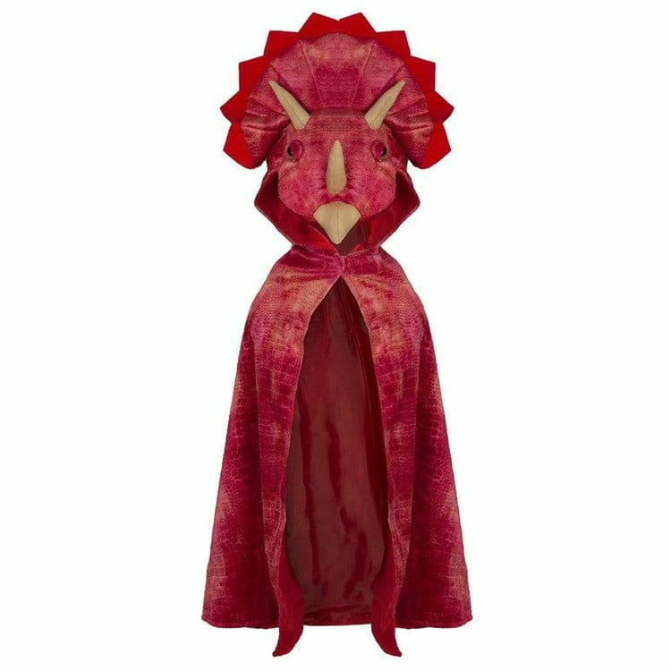 Triceratops Red Hooded Cape - Size 4-5 Years