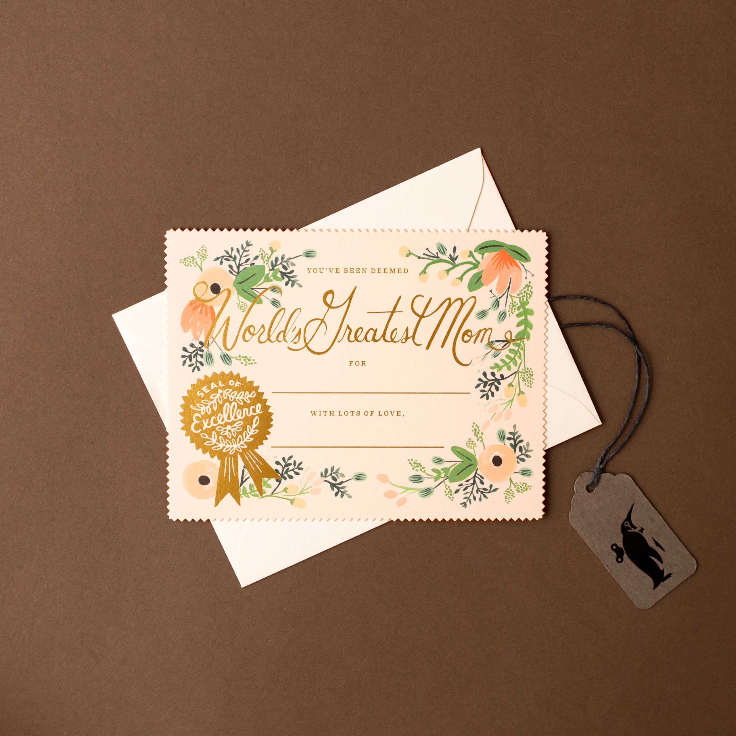 Greatest Mom Certificate Greeting Card