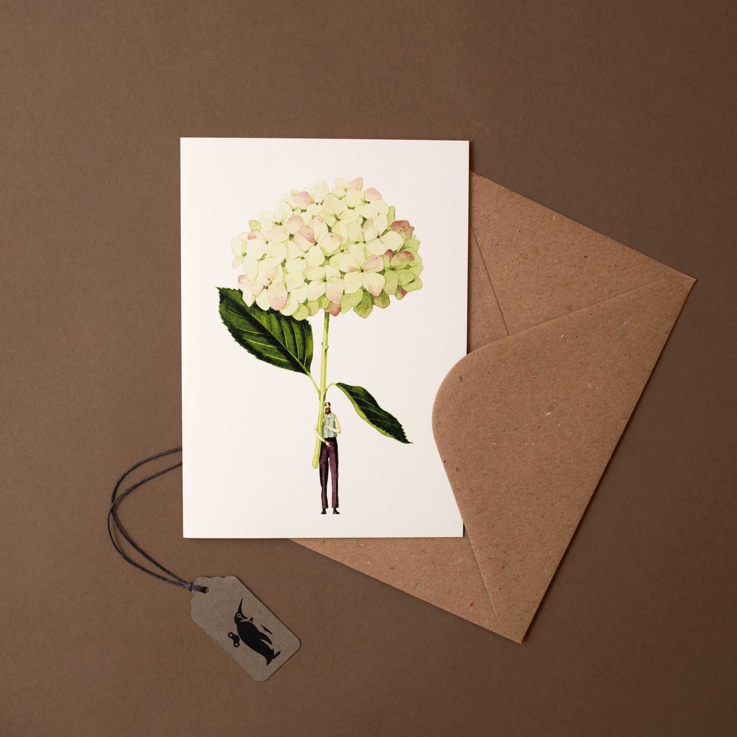 Green Hydrangea Stem Greeting Card