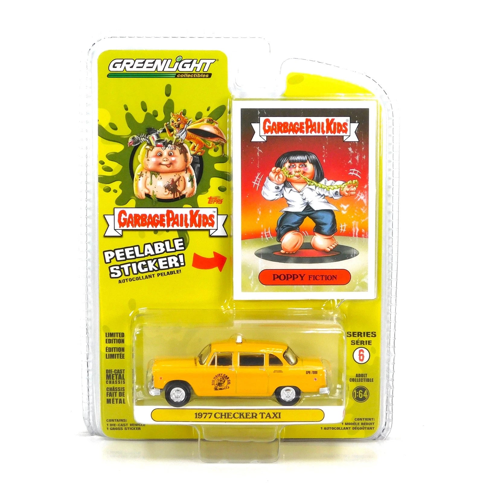 Greenlight Collectibles Garbage Pail Kids Series 6 – Poppy Fiction 1977 Checker Taxicab 1/64 Scale Diecast Model