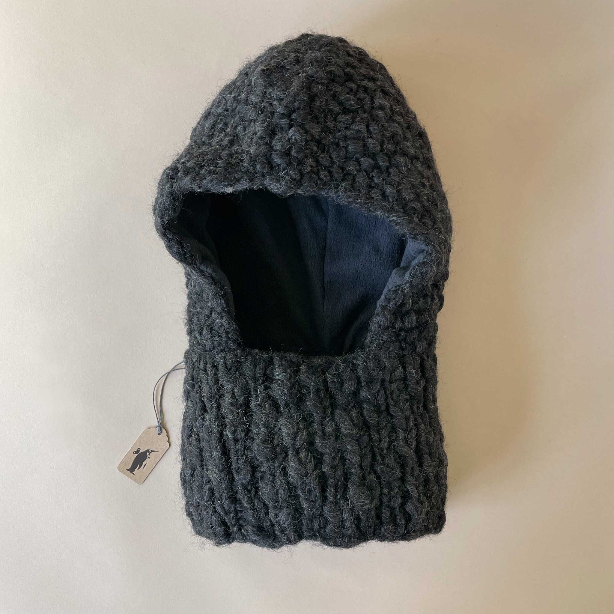 Hand-Knit Charcoal Hoodie