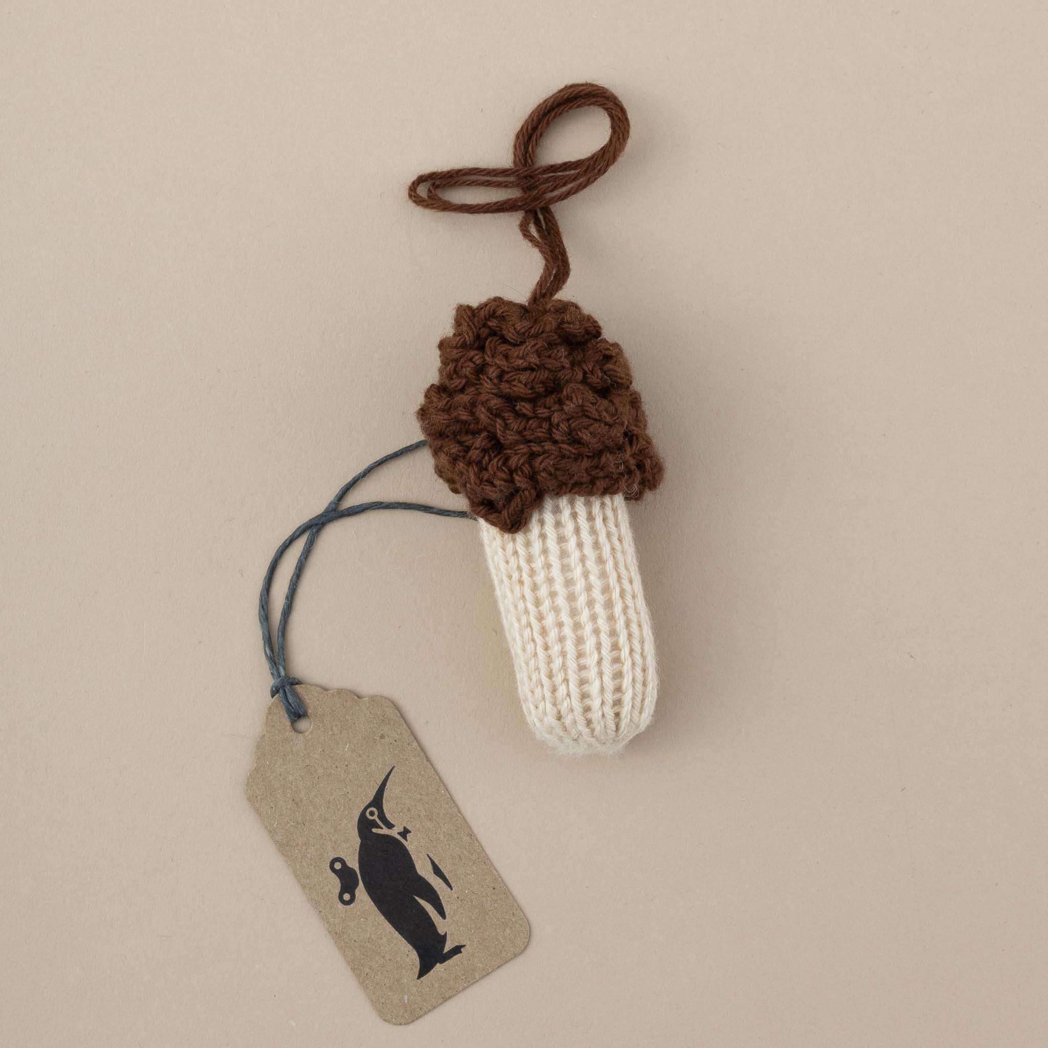 Hand Knit Mushroom Ornament | Morel