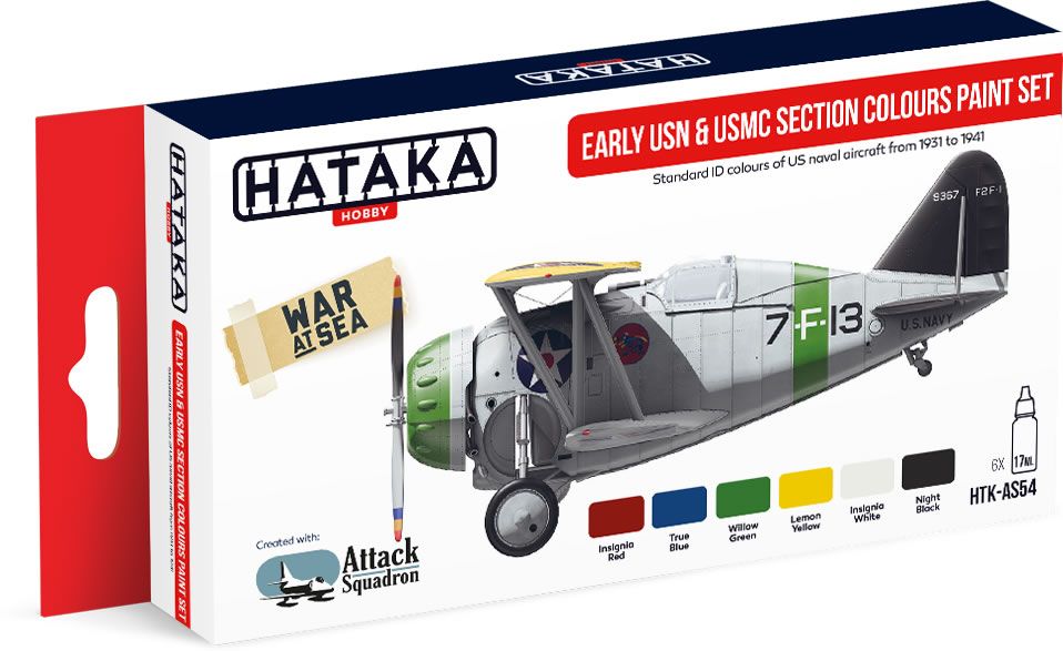 Early USN & USMC Section Colors 1931-1941, Red Line (Airbrush-Dedicated) Paint Set By Hataka Hobby