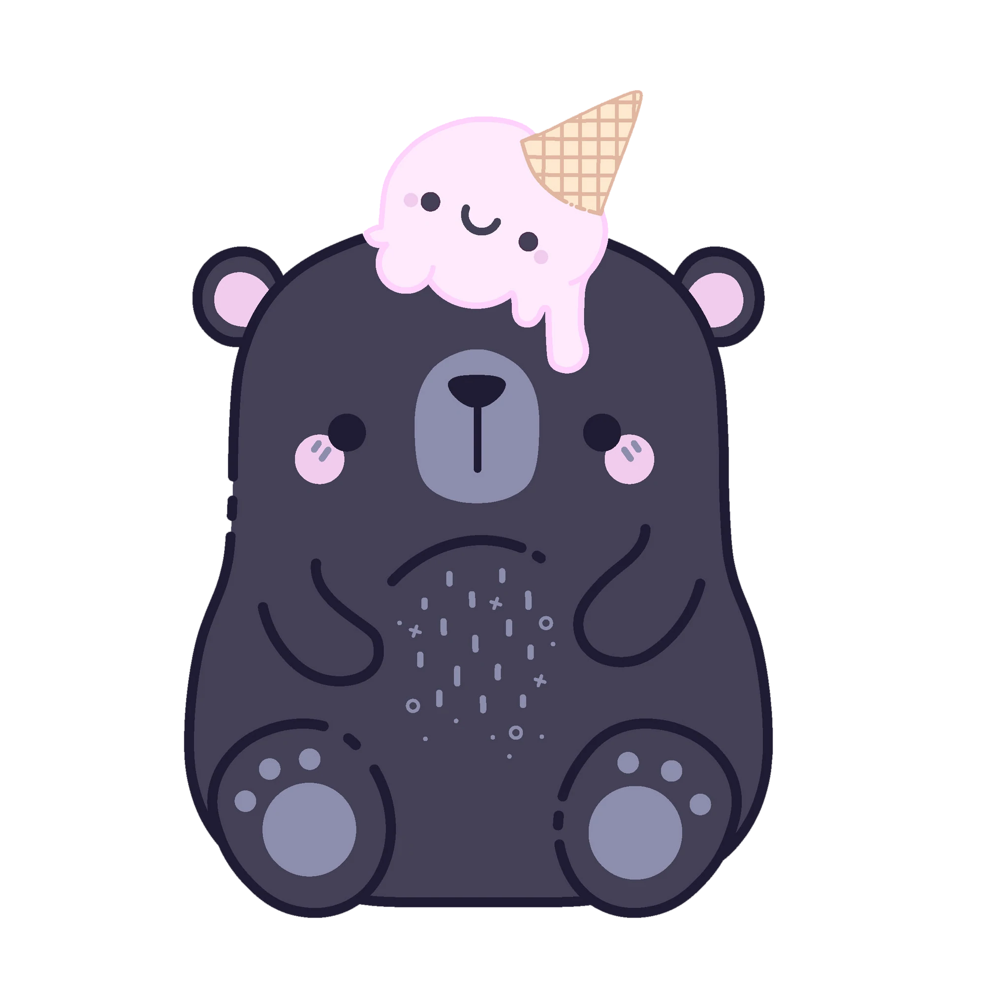 Ice Cream Hat Bear 4" Sticker