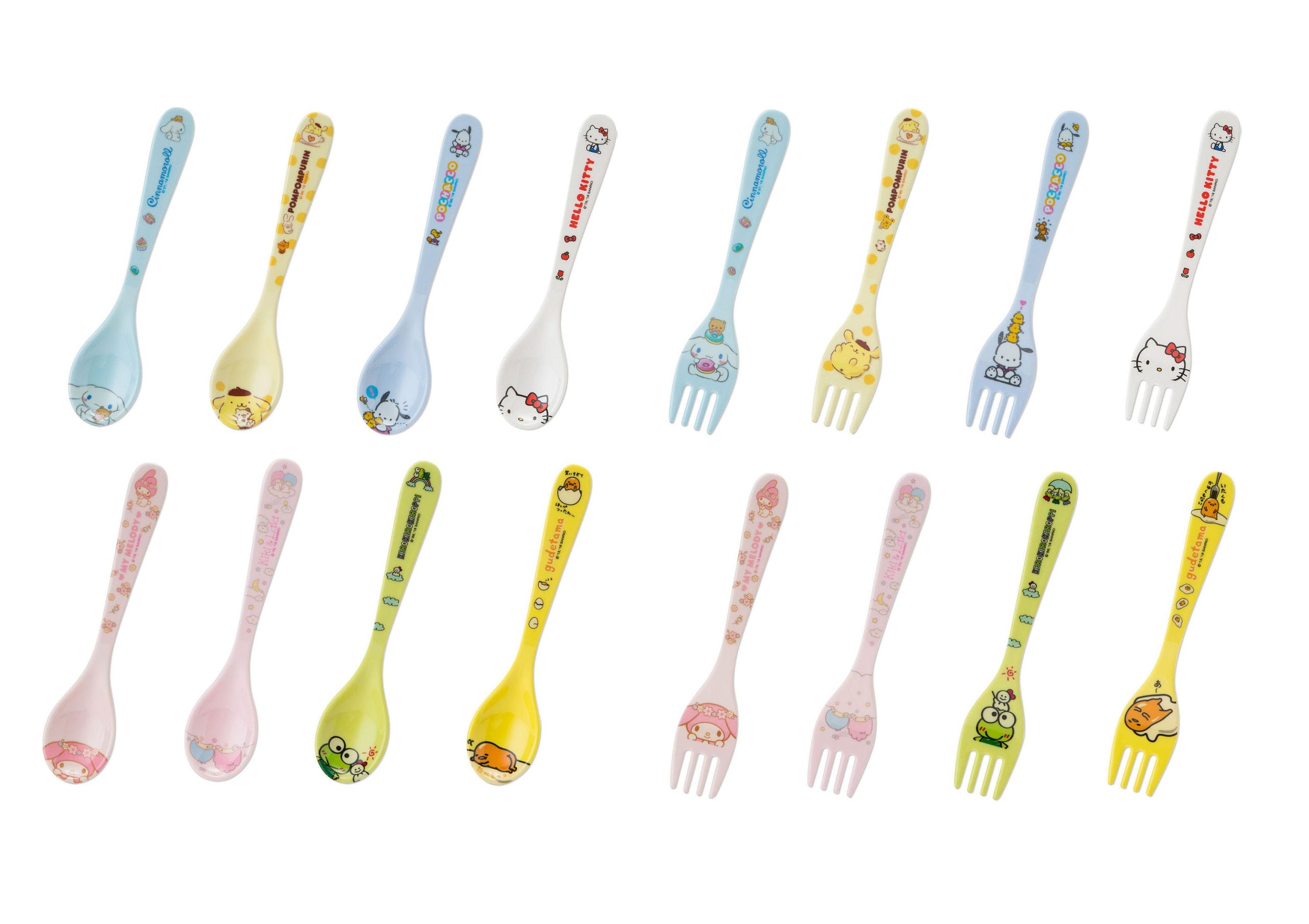 Japan Sanrio Cinnamoroll / Pompompurin / Pochacco / Hello Kitty / My Melody / Gudetama / Keroppi / Little Twin Stars Plastic Spoon / Fork