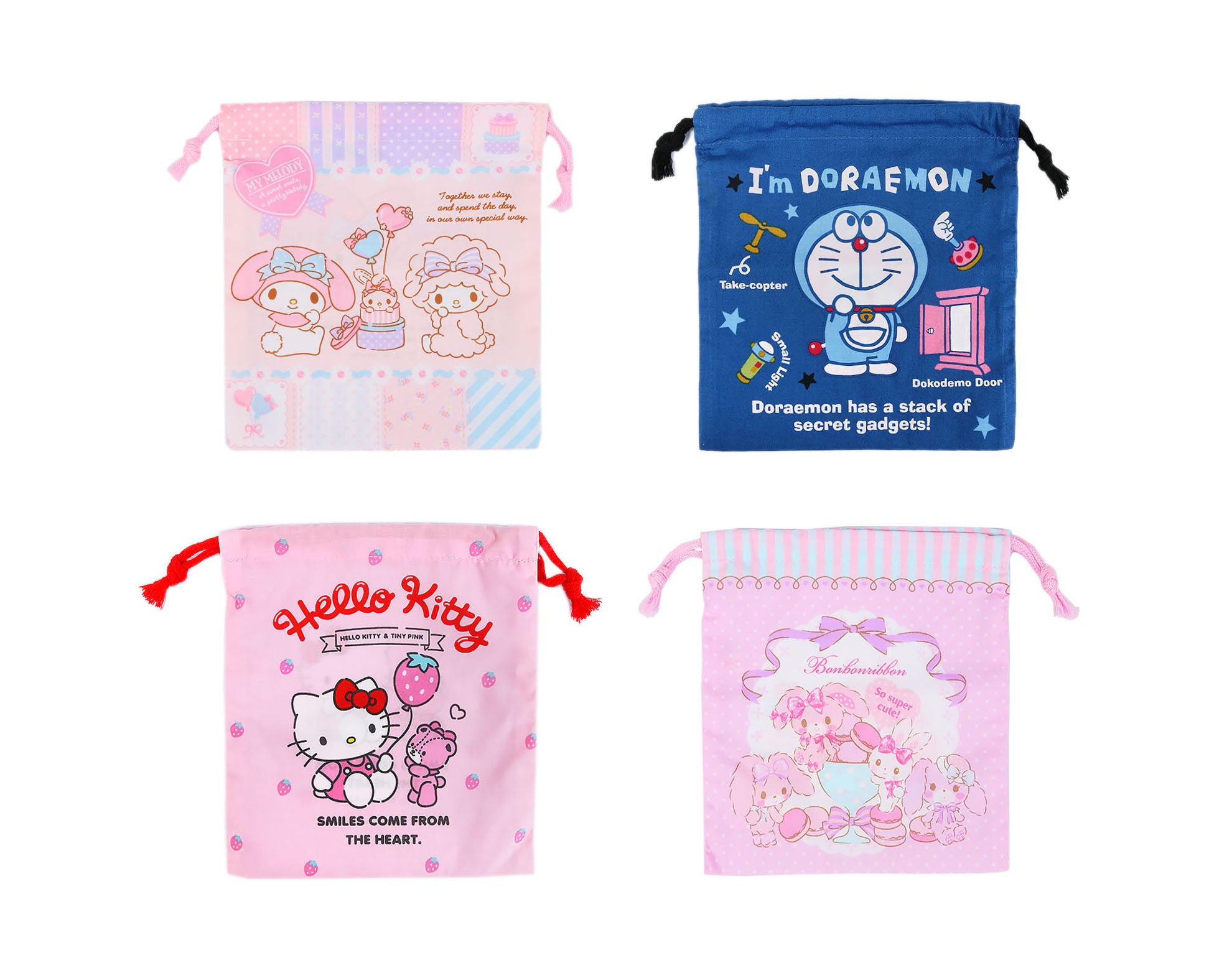 Japan Sanrio My Melody / Doreamon / Hello Kitty / Bonbonribbon Drawstring Bag / Cotton Gift Bag (S)