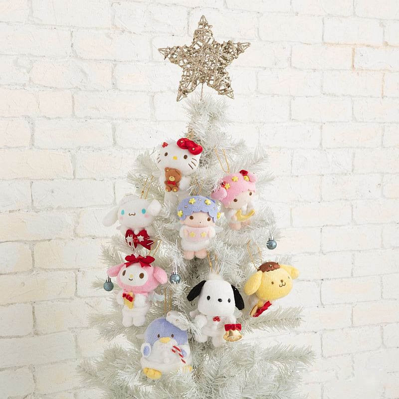 Japan Sanrio Hello Kitty / My Melody / Little Twin Stars / Pompompurin / Cinnamoroll / Pochacco / Tuxedo Sam Plush Doll Keychain Mascot Charm (Christmas Angel)