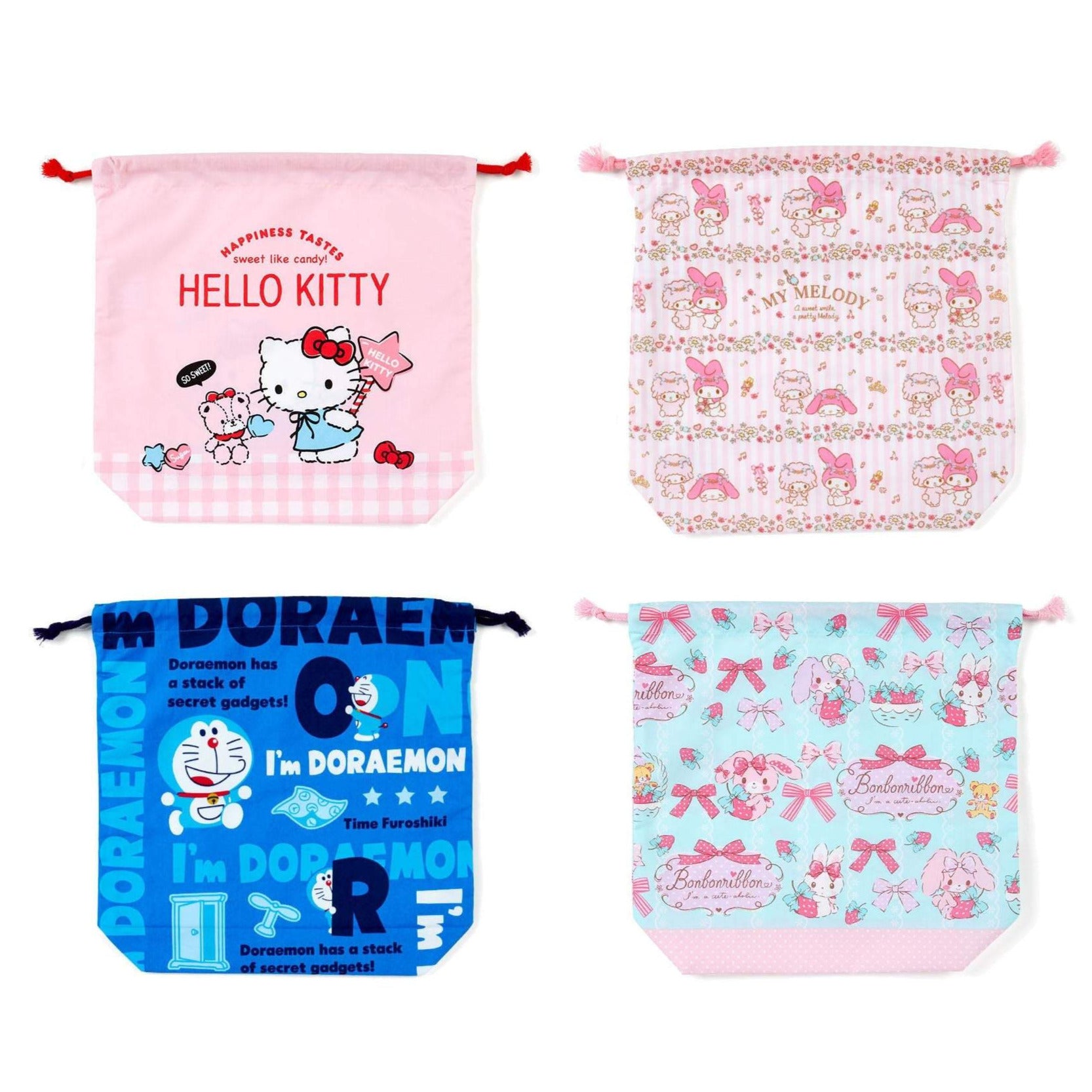 Japan Sarnio Hello Kitty / My Melody / Bonbonribbon / Doraemon Drawstring Bag / Cotton Gift Bag (L)