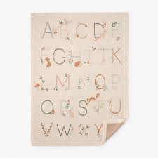 Rainy Day Alphabet Cotton Knit Blanket