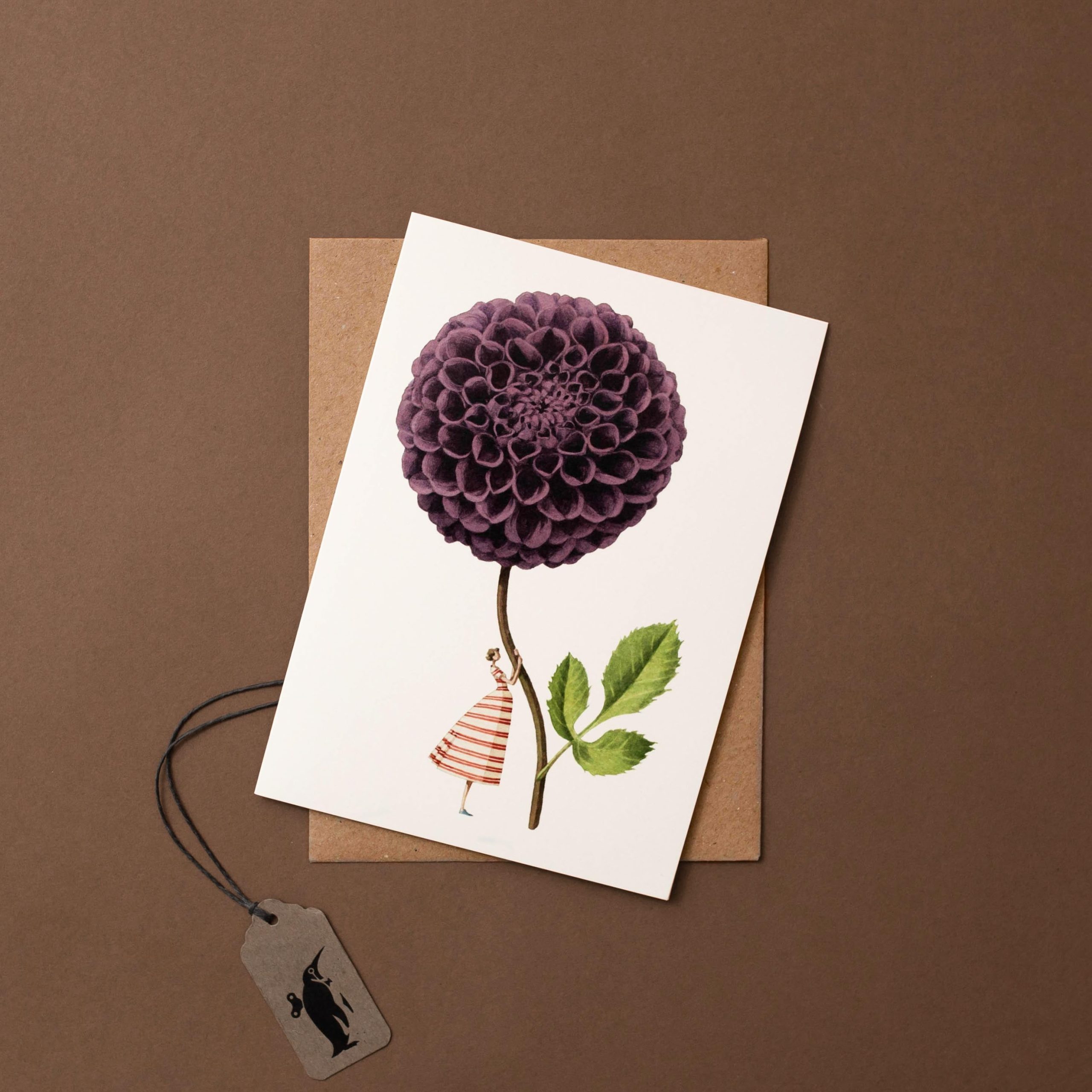Lavender Dahlia Stem Greeting Card