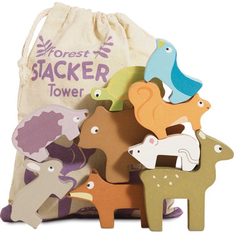 Woodland Stacking Forest Animals & Bag - 10 Pieces