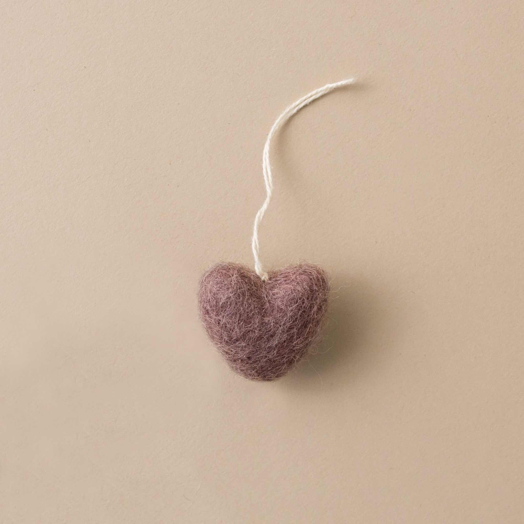 Little Felted Heart Ornament | Plum