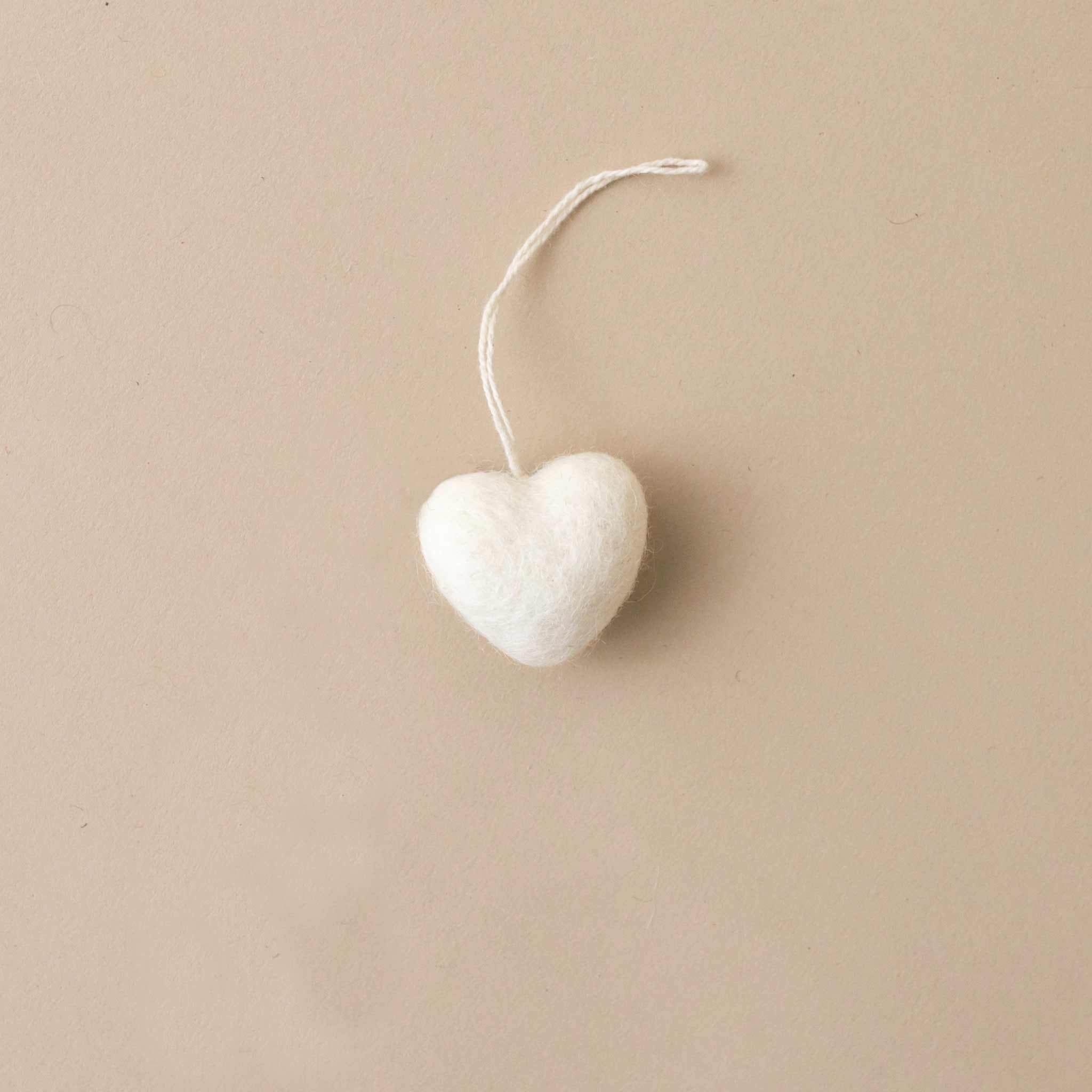Little Felted Heart Ornament | White