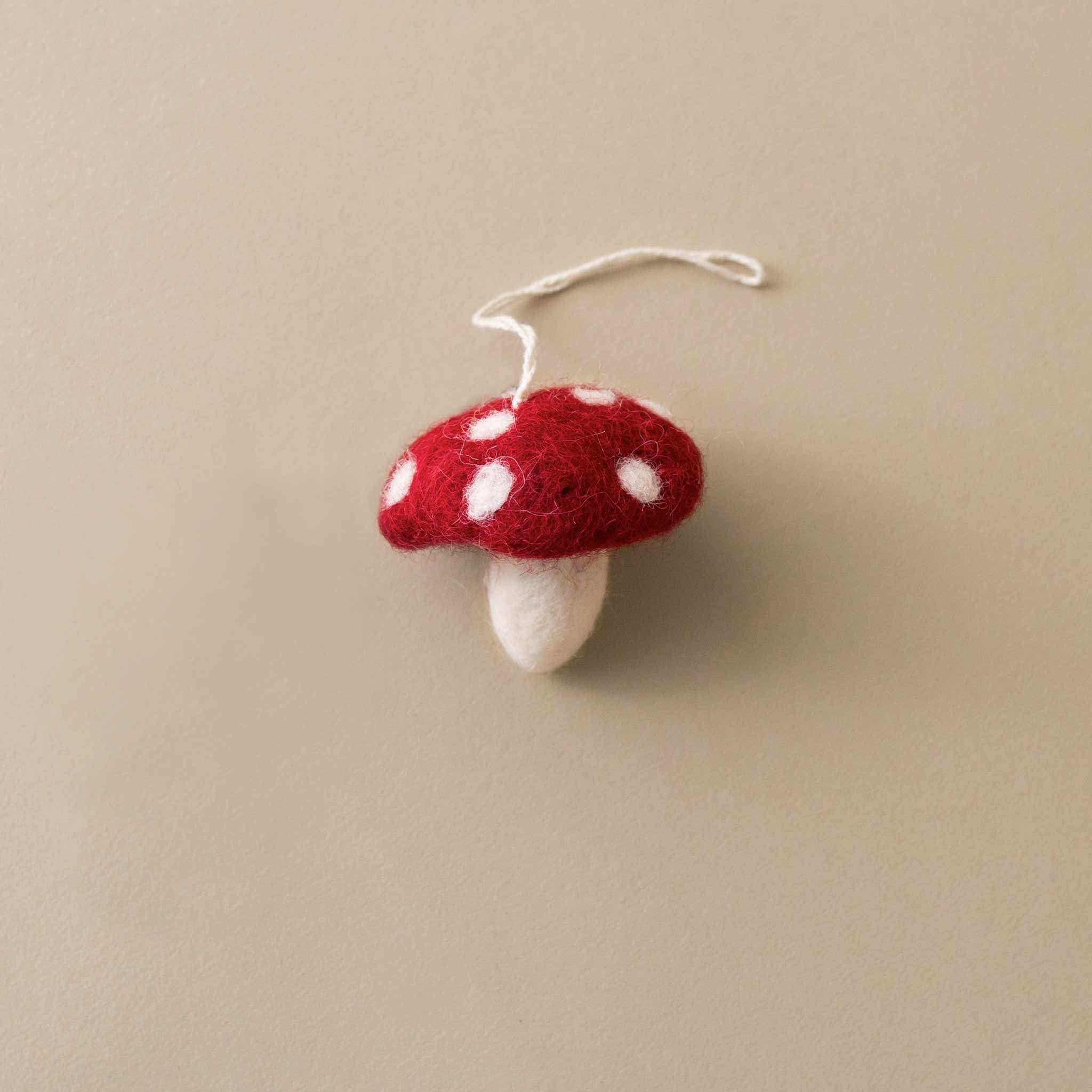 Little Felted Mushroom Ornament | Red