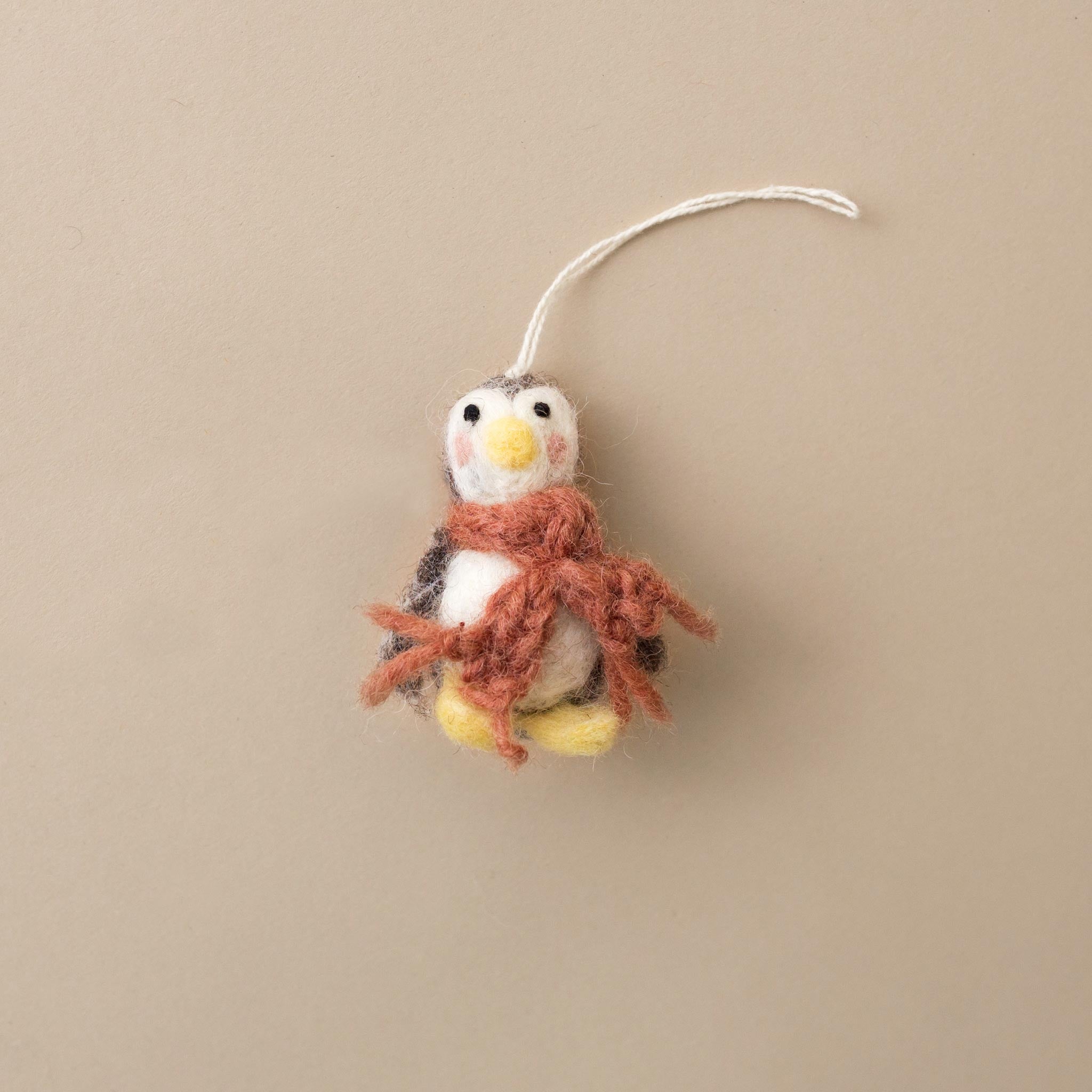 Little Felted Penguin Ornament | Cranberry Scarf